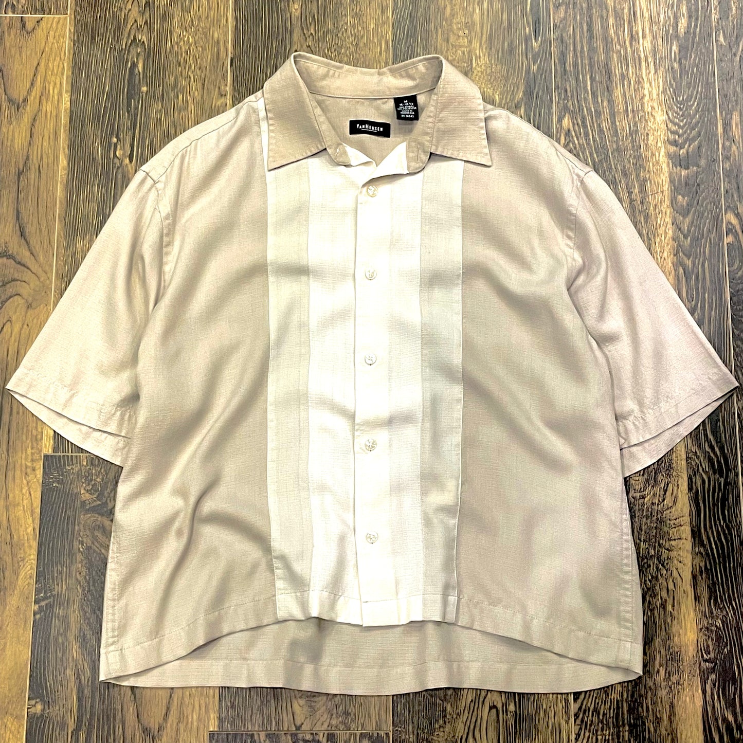 ”VAN HEUSEN” short sleeve shirt M表記 短丈remake