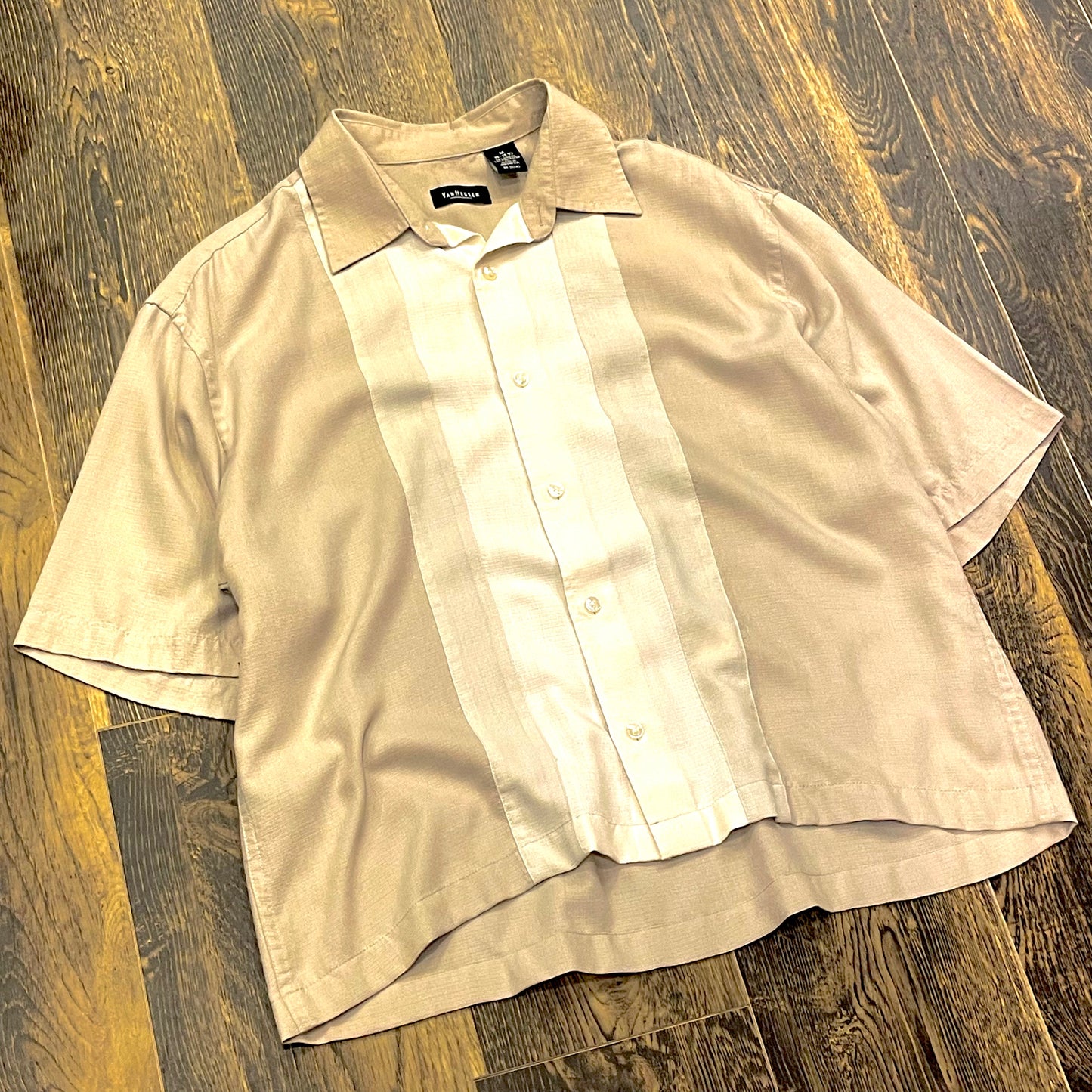 ”VAN HEUSEN” short sleeve shirt M表記 短丈remake