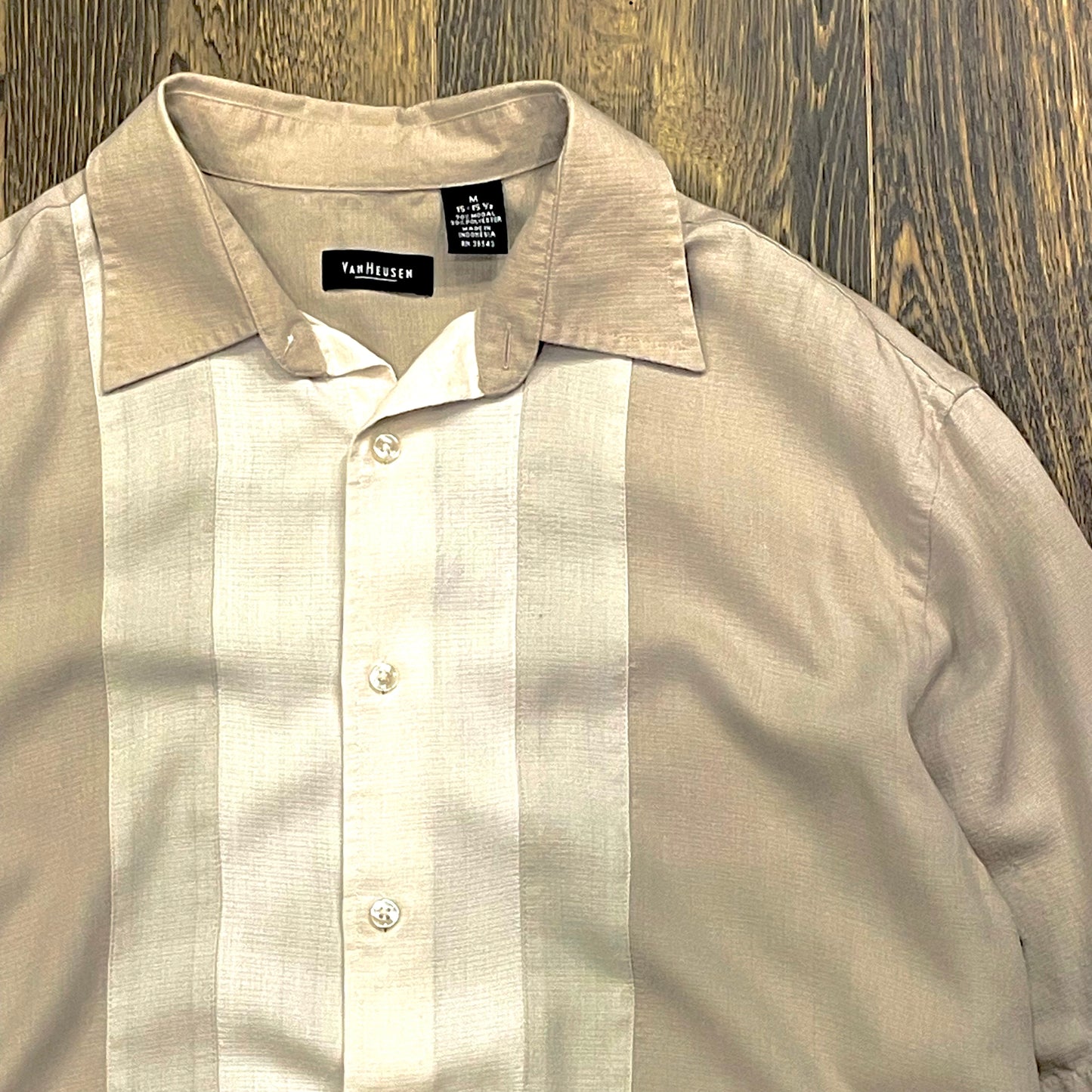 ”VAN HEUSEN” short sleeve shirt M表記 短丈remake