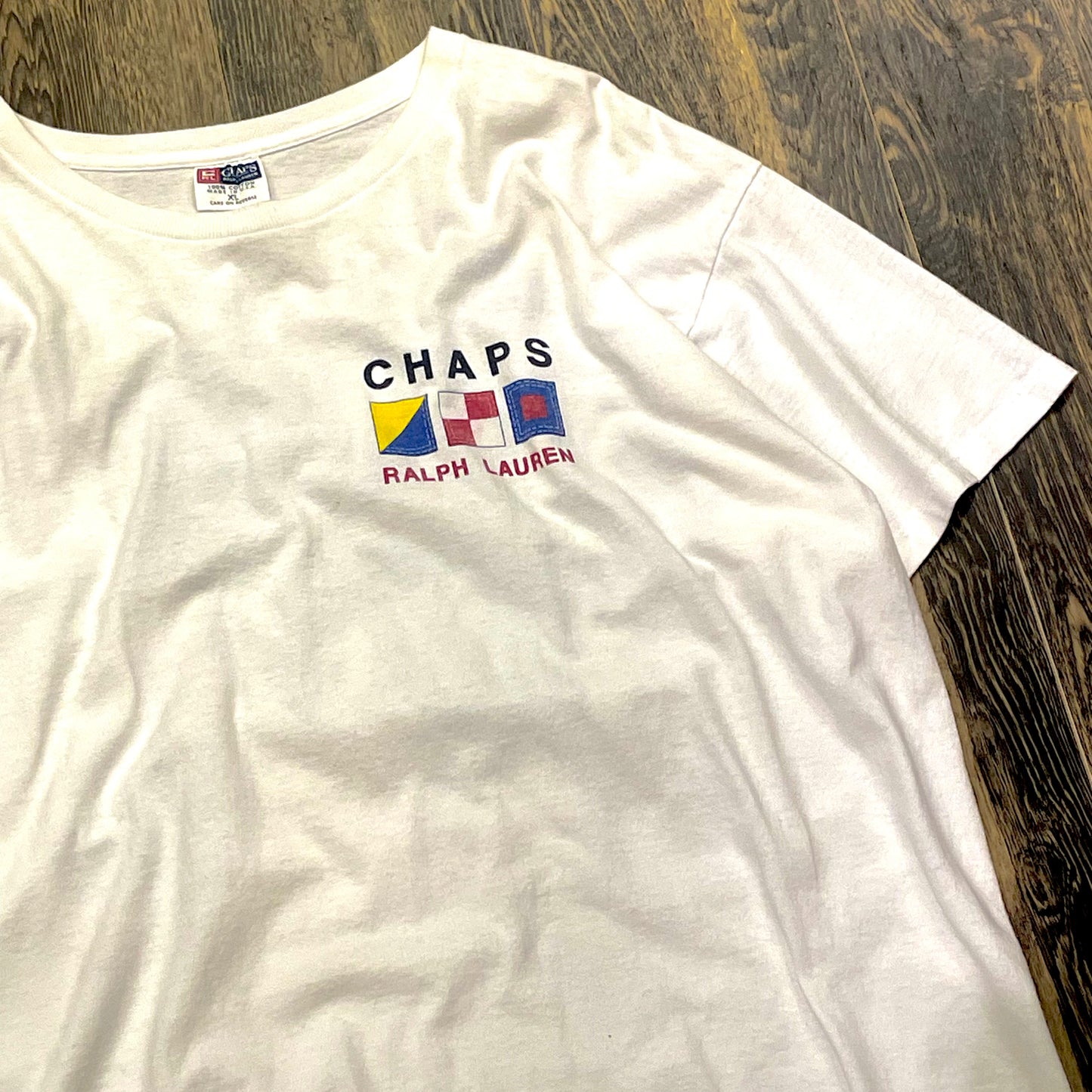 ”CHAPS RALPH LAUREN” 90’s〜 print−T XL表記 made in USA