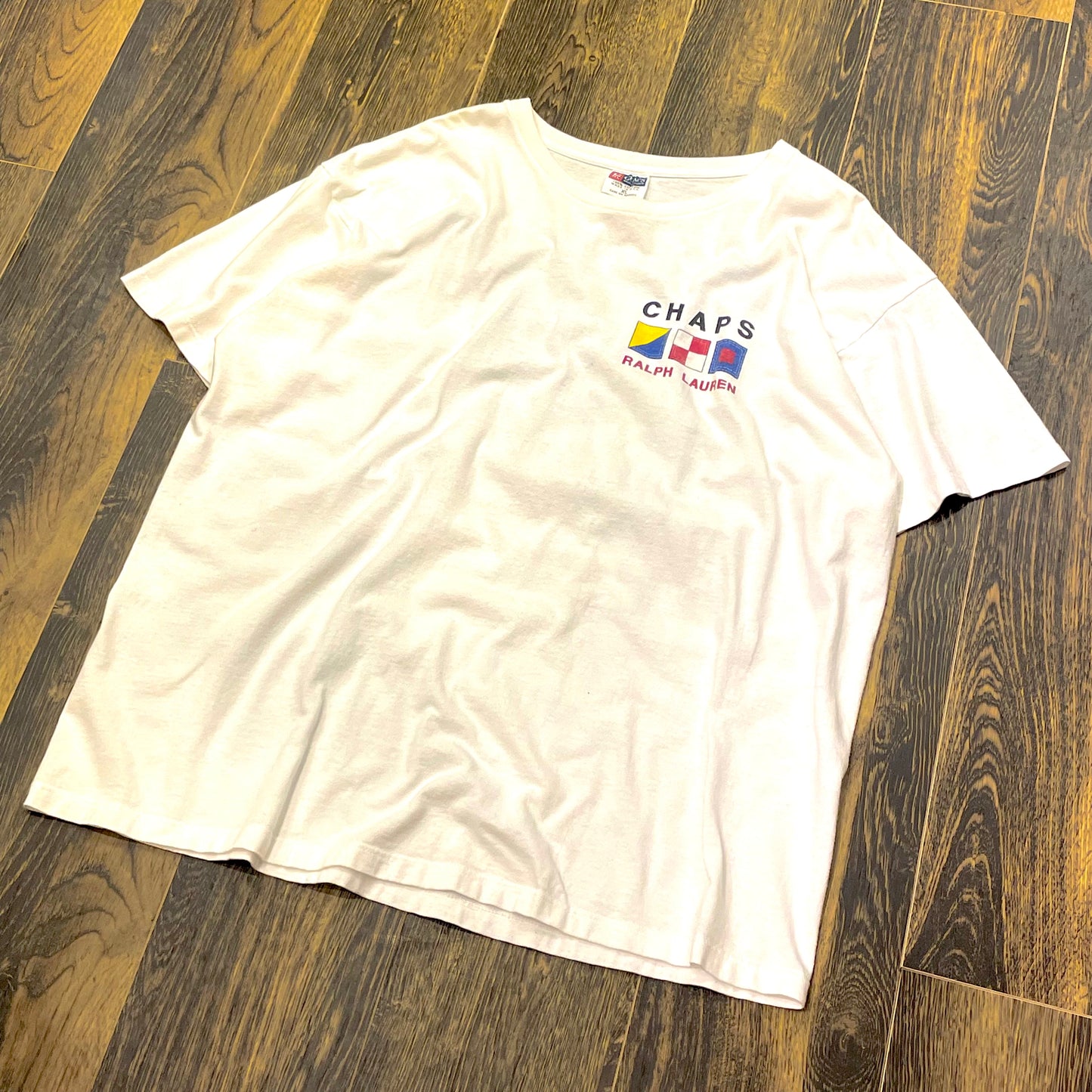 ”CHAPS RALPH LAUREN” 90’s〜 print−T XL表記 made in USA