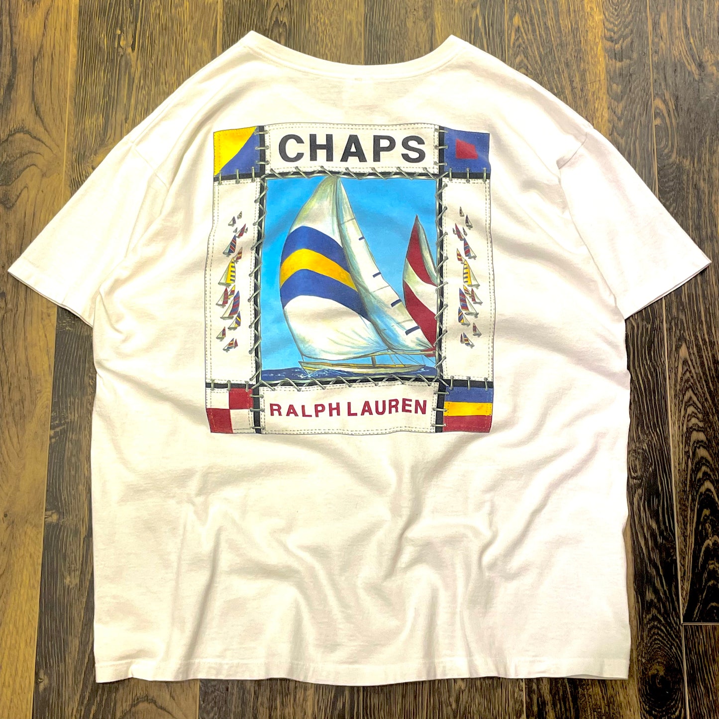 ”CHAPS RALPH LAUREN” 90’s〜 print−T XL表記 made in USA