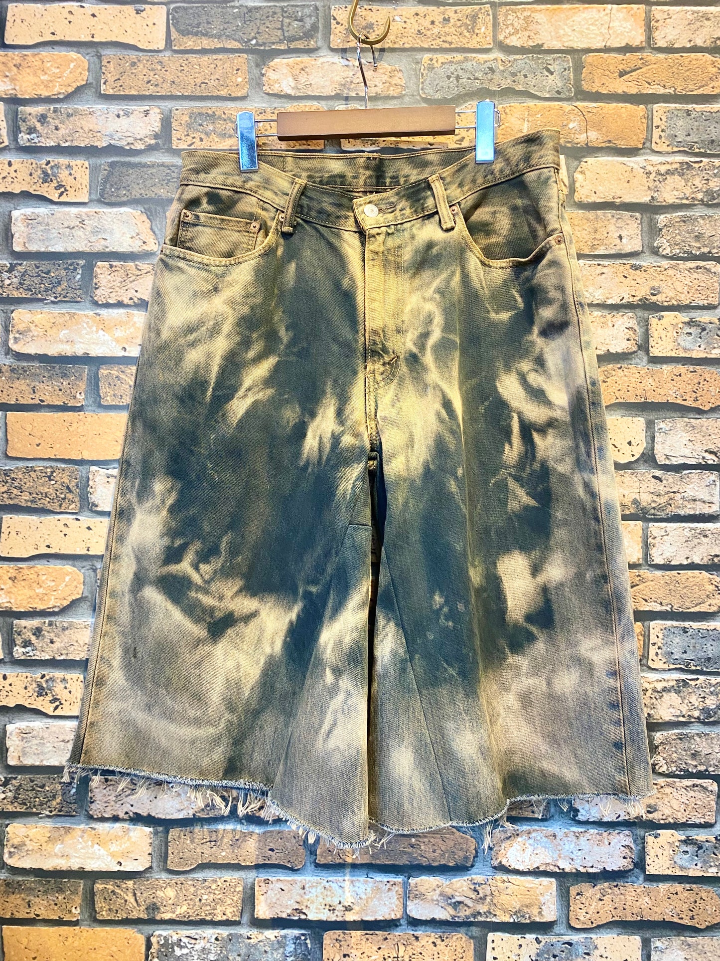 over dye denim shorts "beige" W35inch