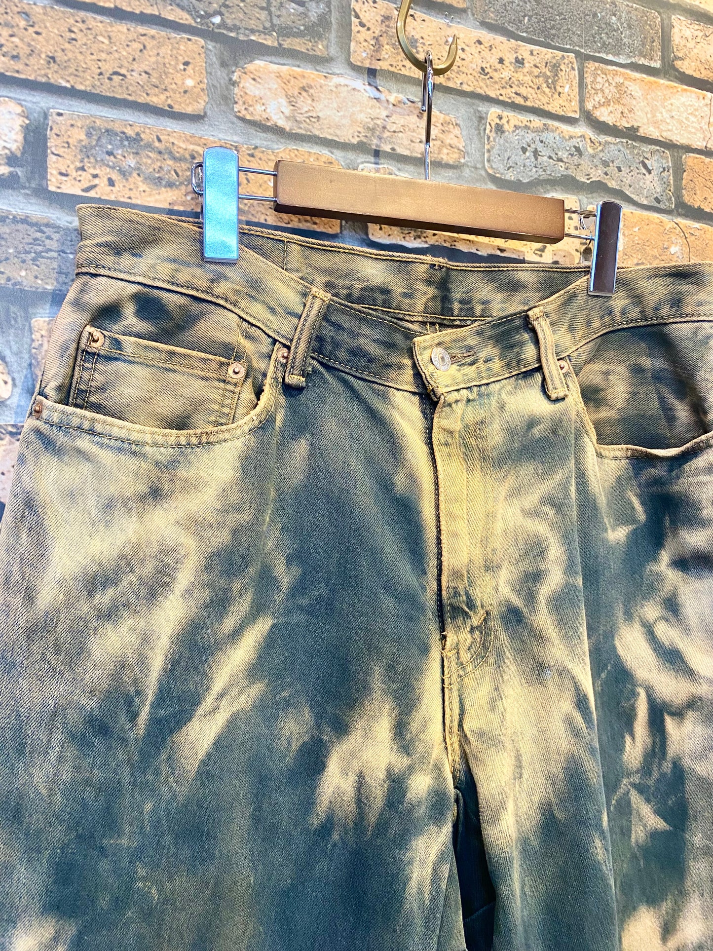 over dye denim shorts "beige" W35inch