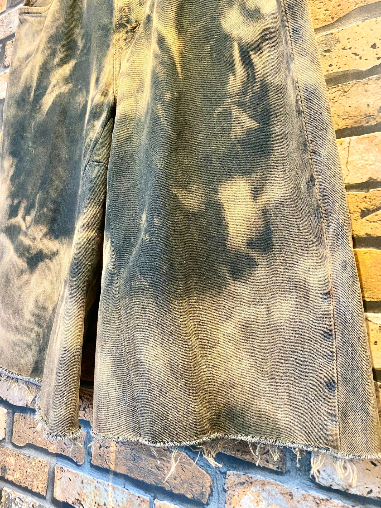 over dye denim shorts "beige" W35inch