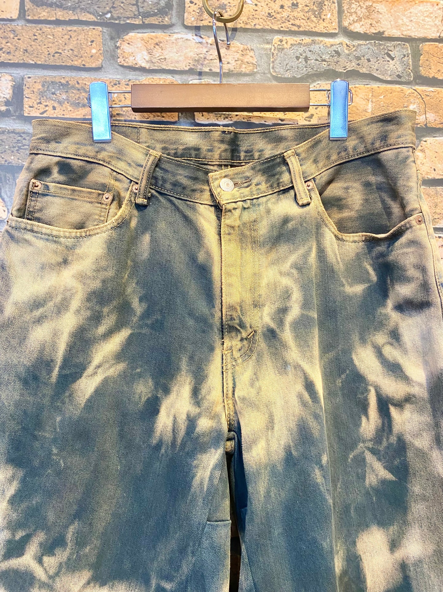 over dye denim shorts "beige" W35inch