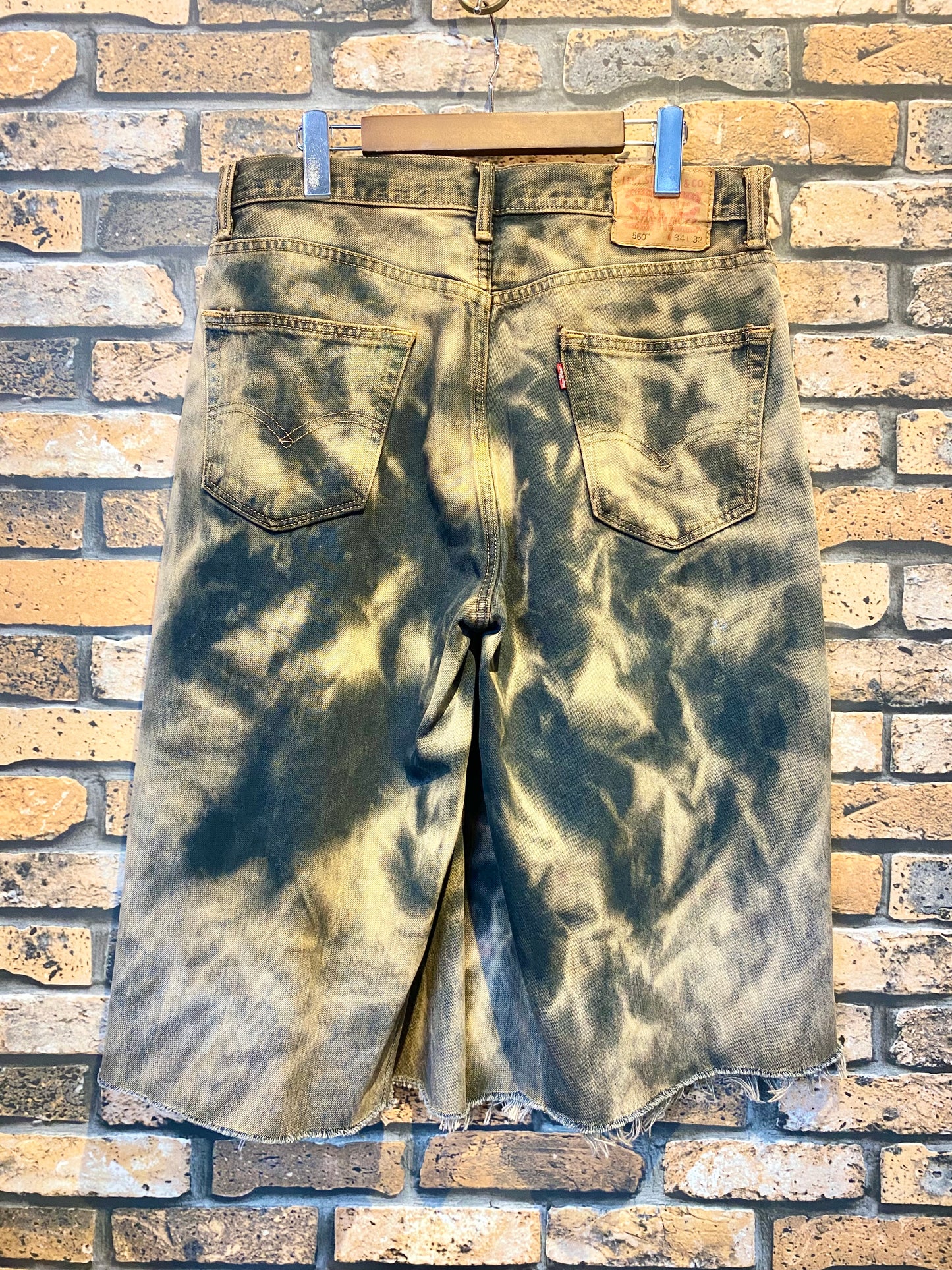 over dye denim shorts "beige" W35inch