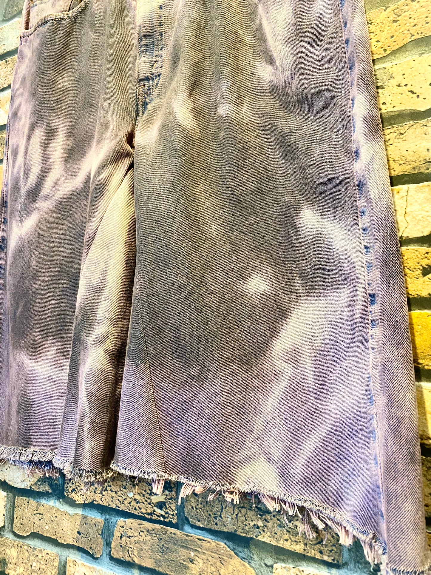 over dye denim shorts "pink beige" W36inch