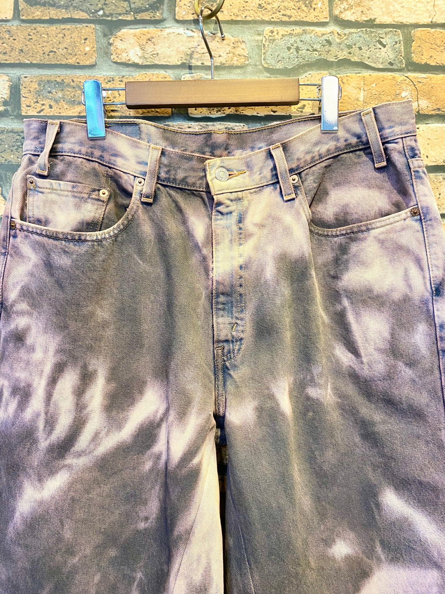 over dye denim shorts "pink beige" W36inch