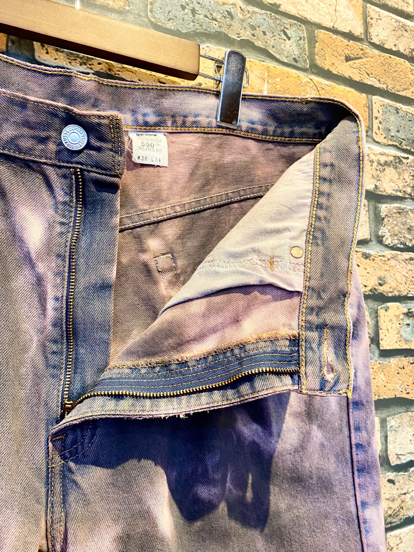 over dye denim shorts "pink beige" W36inch