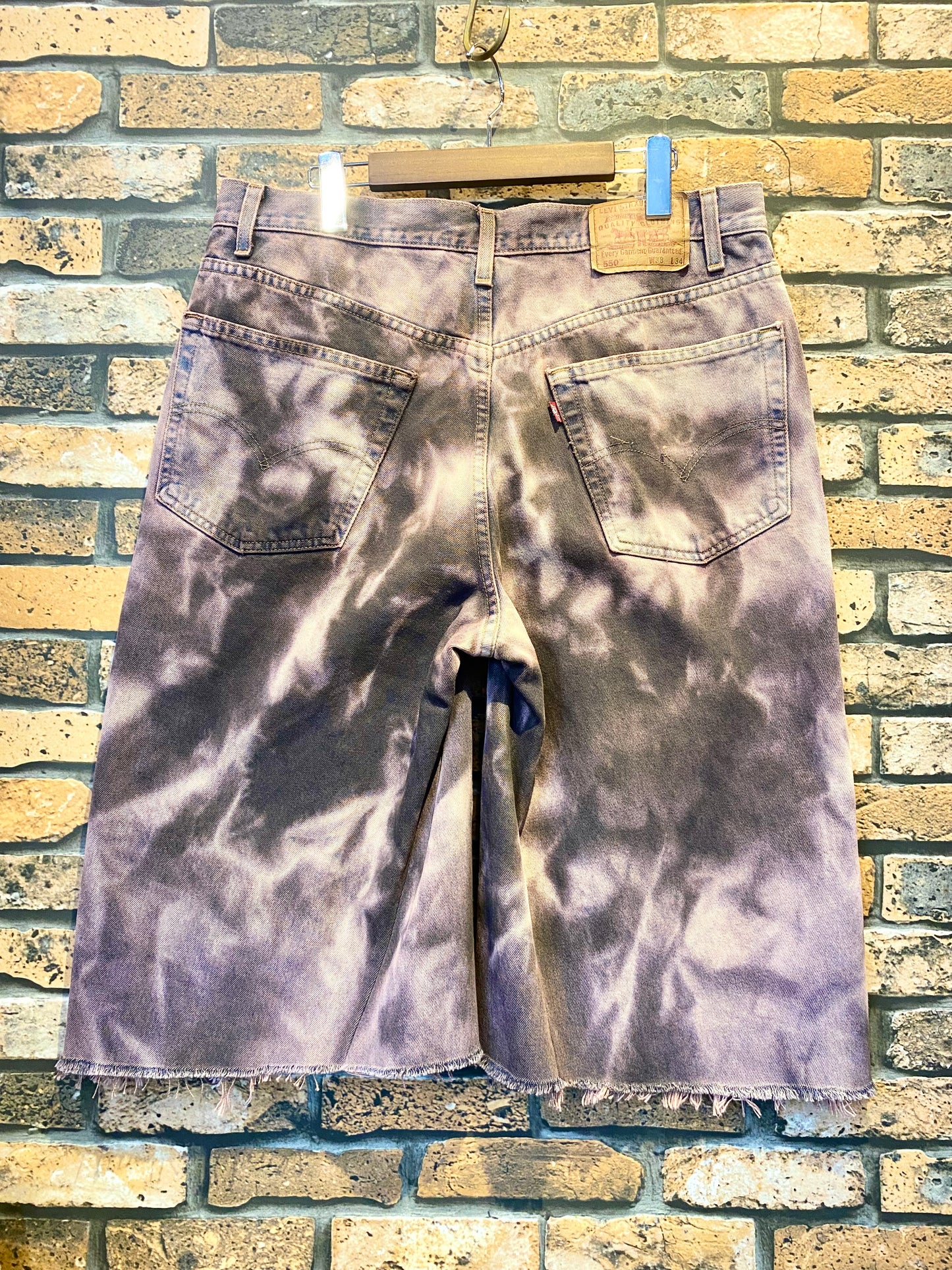 over dye denim shorts "pink beige" W36inch