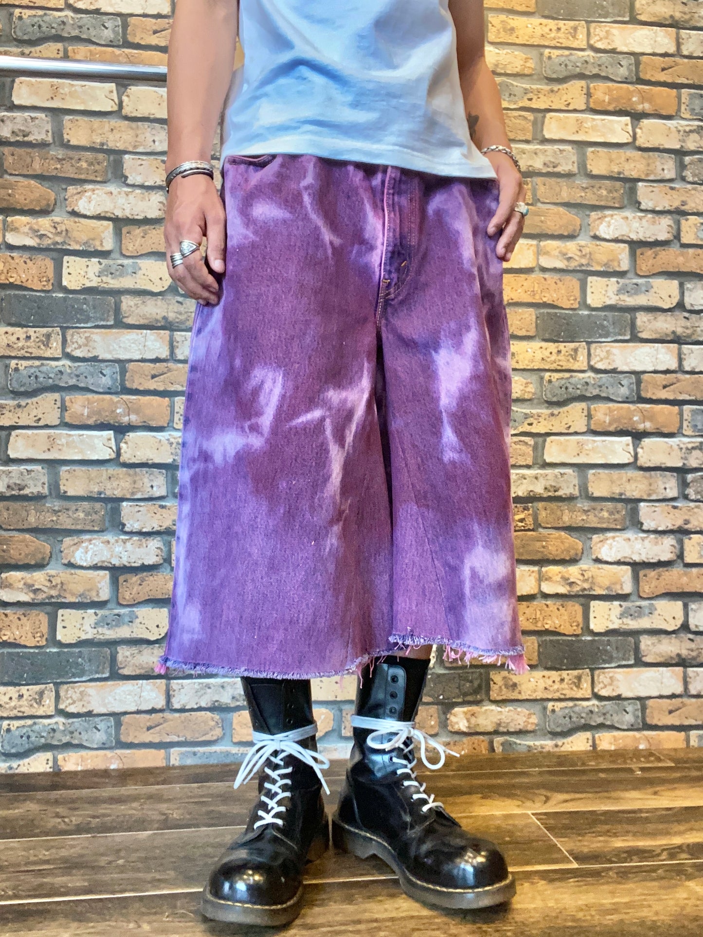 over dye denim shorts W36inch