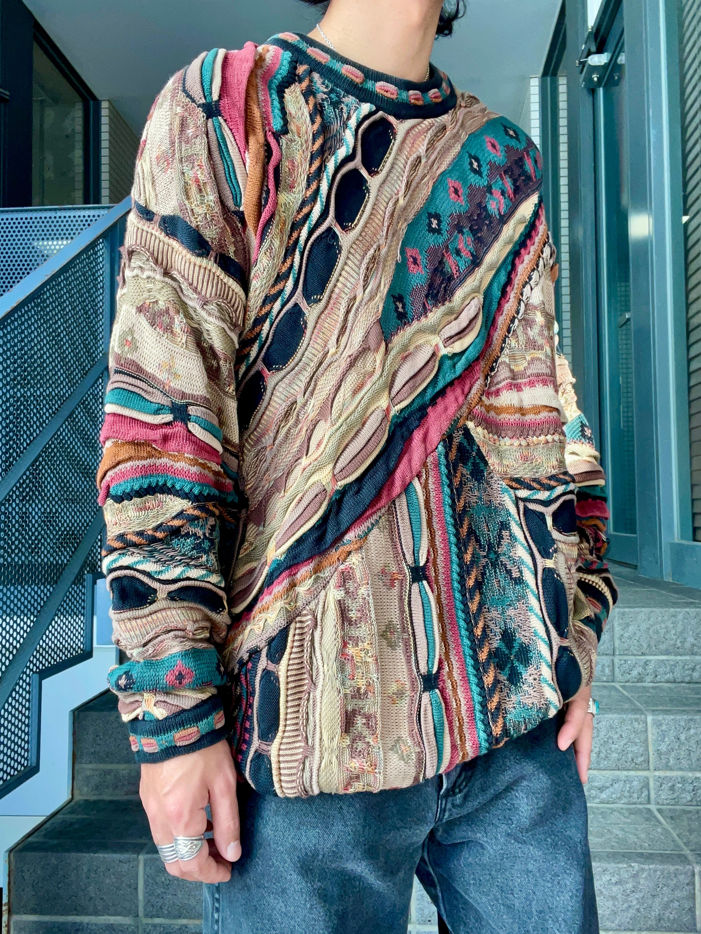 TUNDRA 3D knit pullover 90's~
