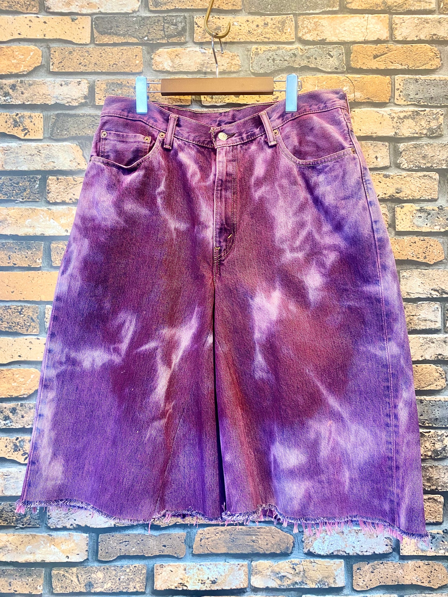 over dye denim shorts W36inch