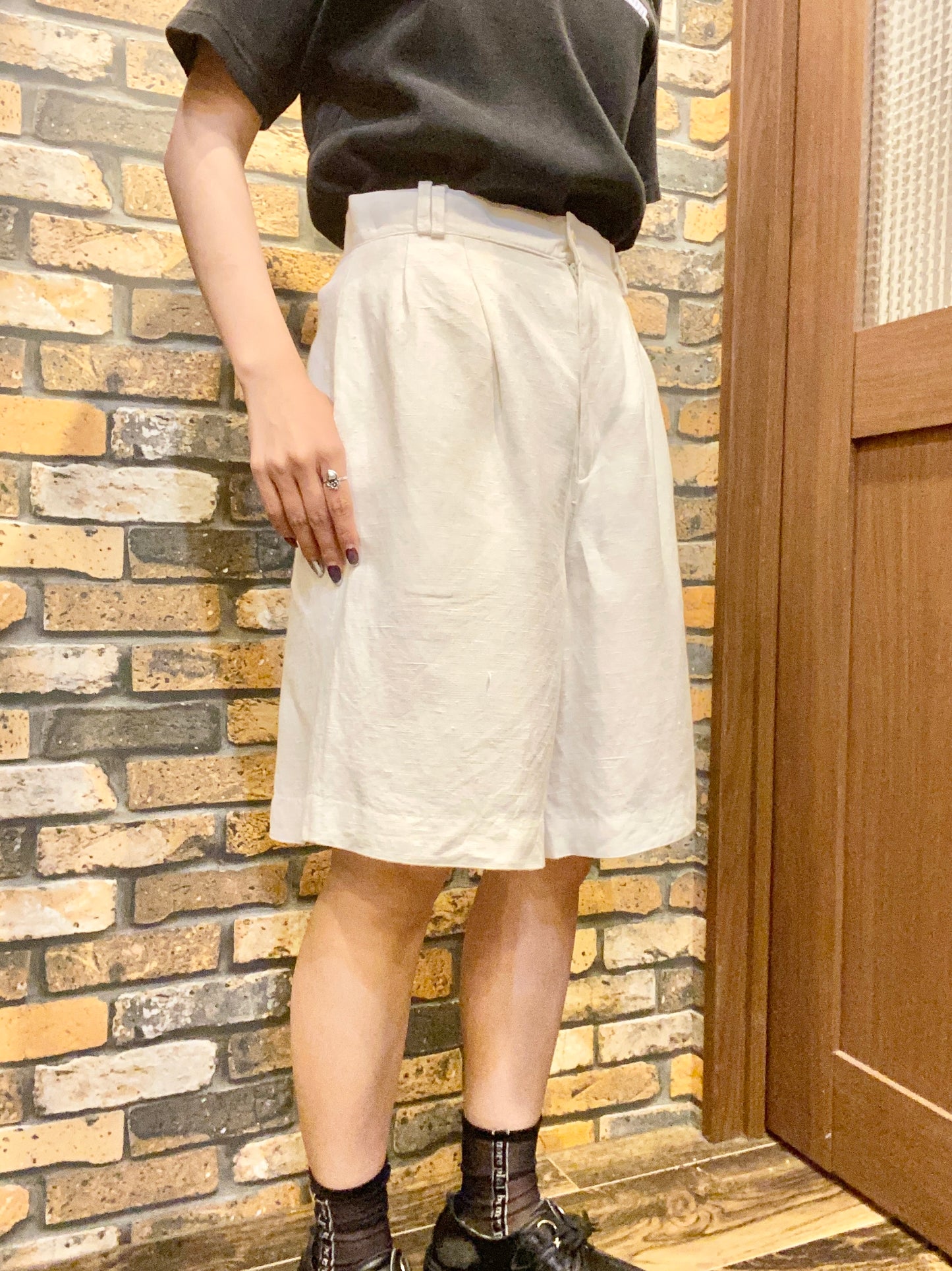 linen shorts 90's~ 28inch
