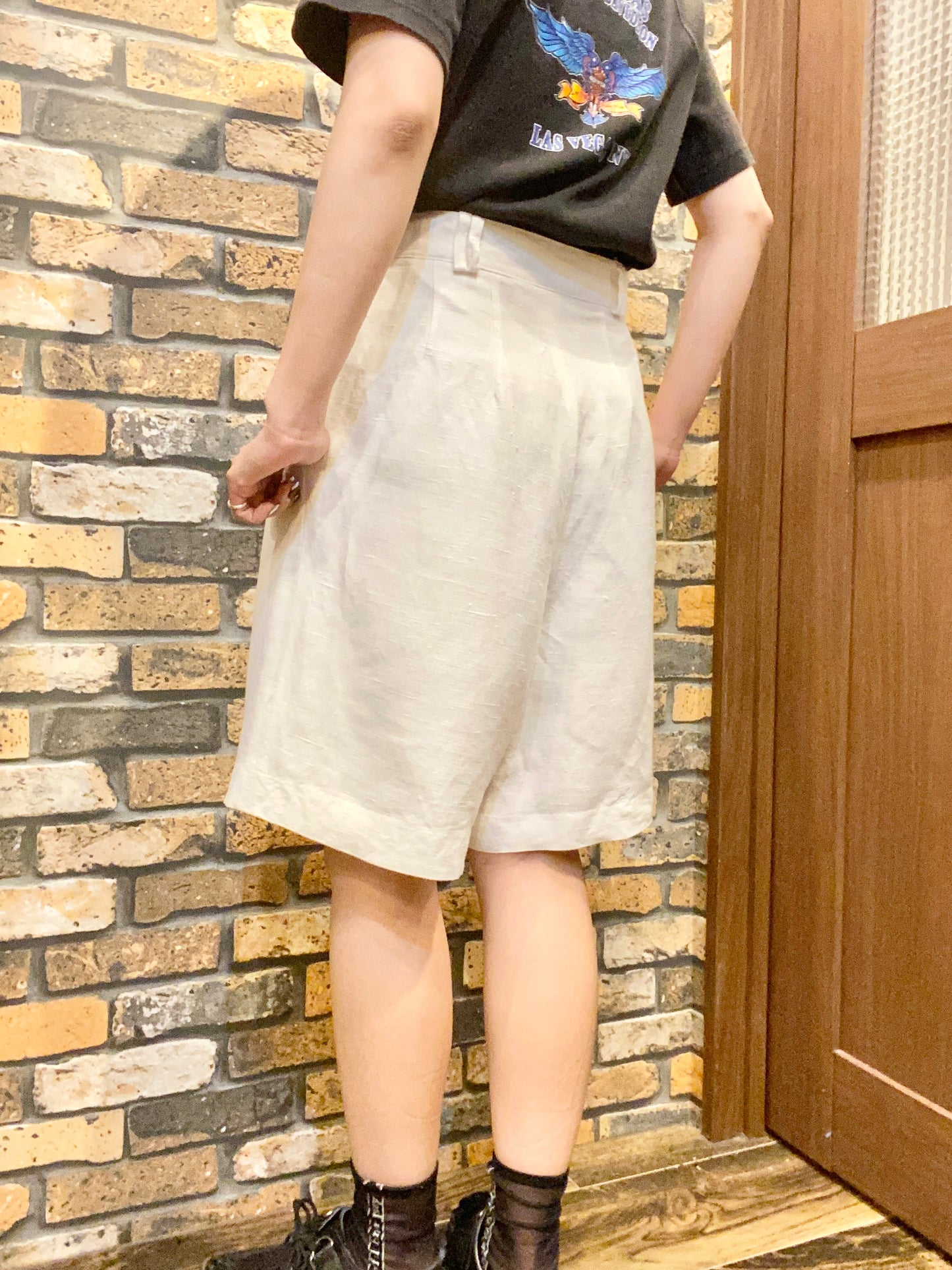 linen shorts 90's~ 28inch