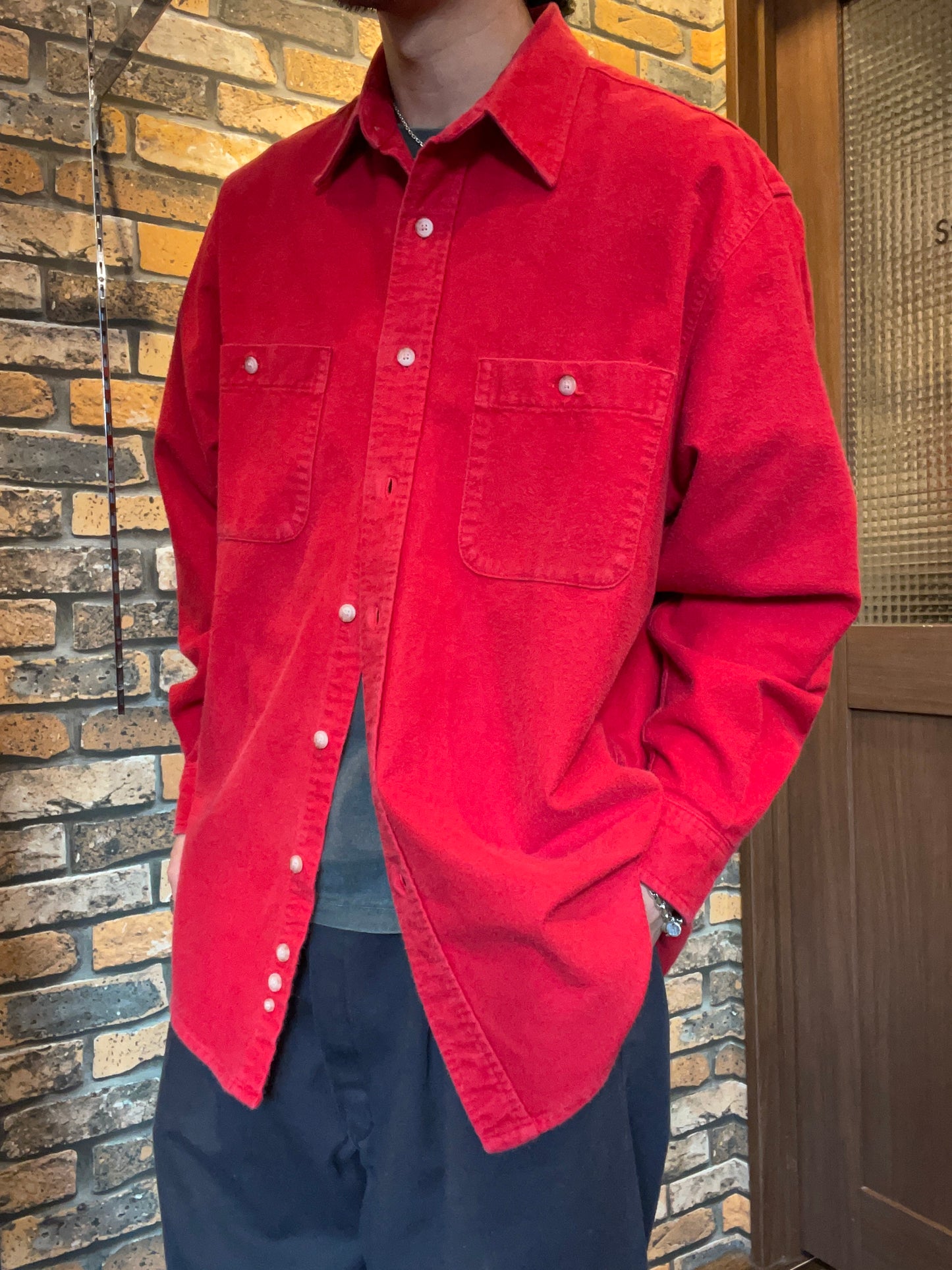 Eddie Bauer Chamois cloth shirt 90's~