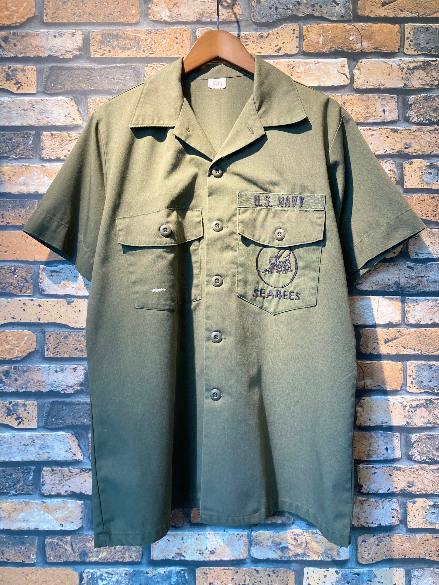 U.S.NAVY short sleeve shirt 80's~