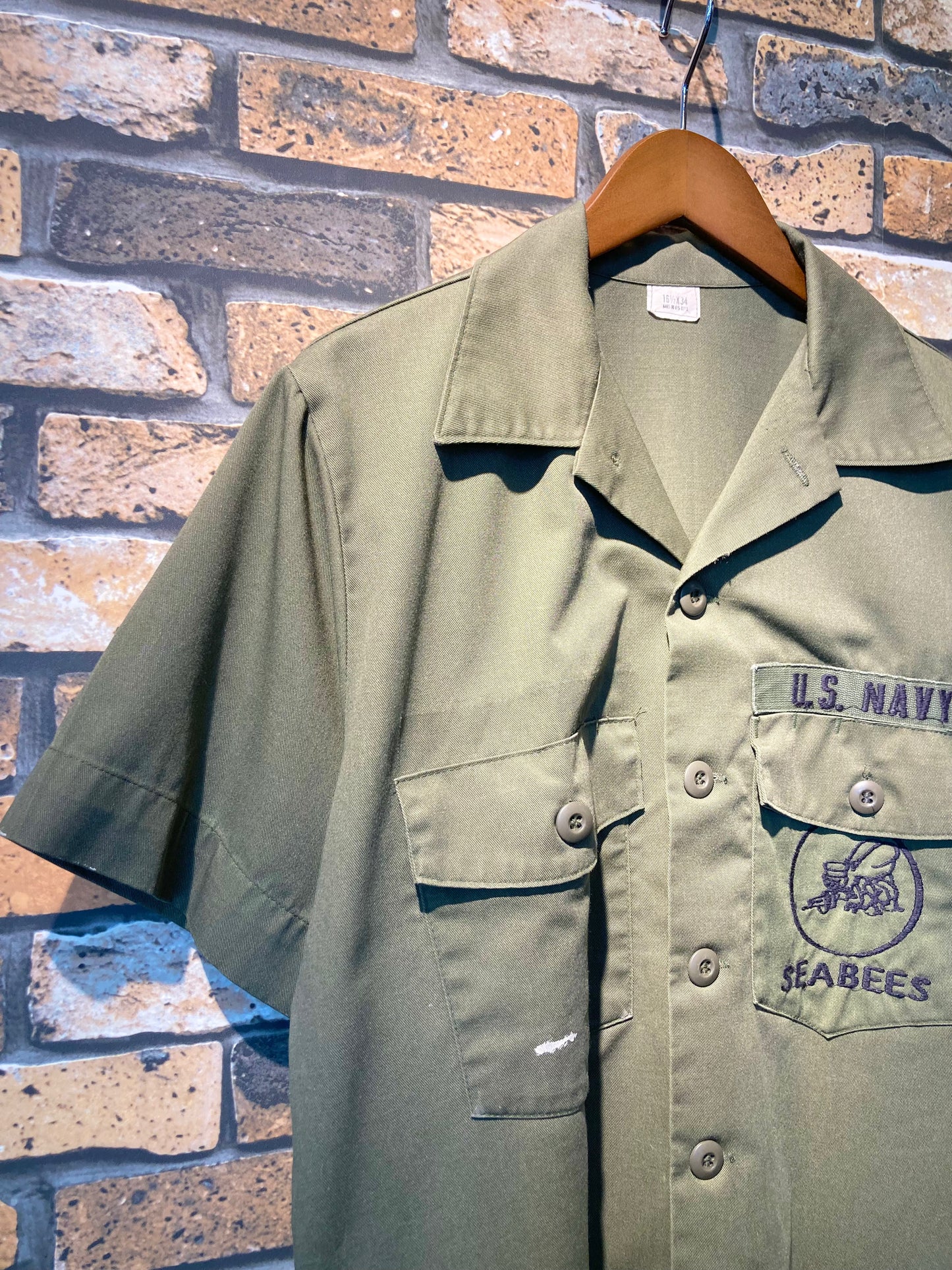U.S.NAVY short sleeve shirt 80's~