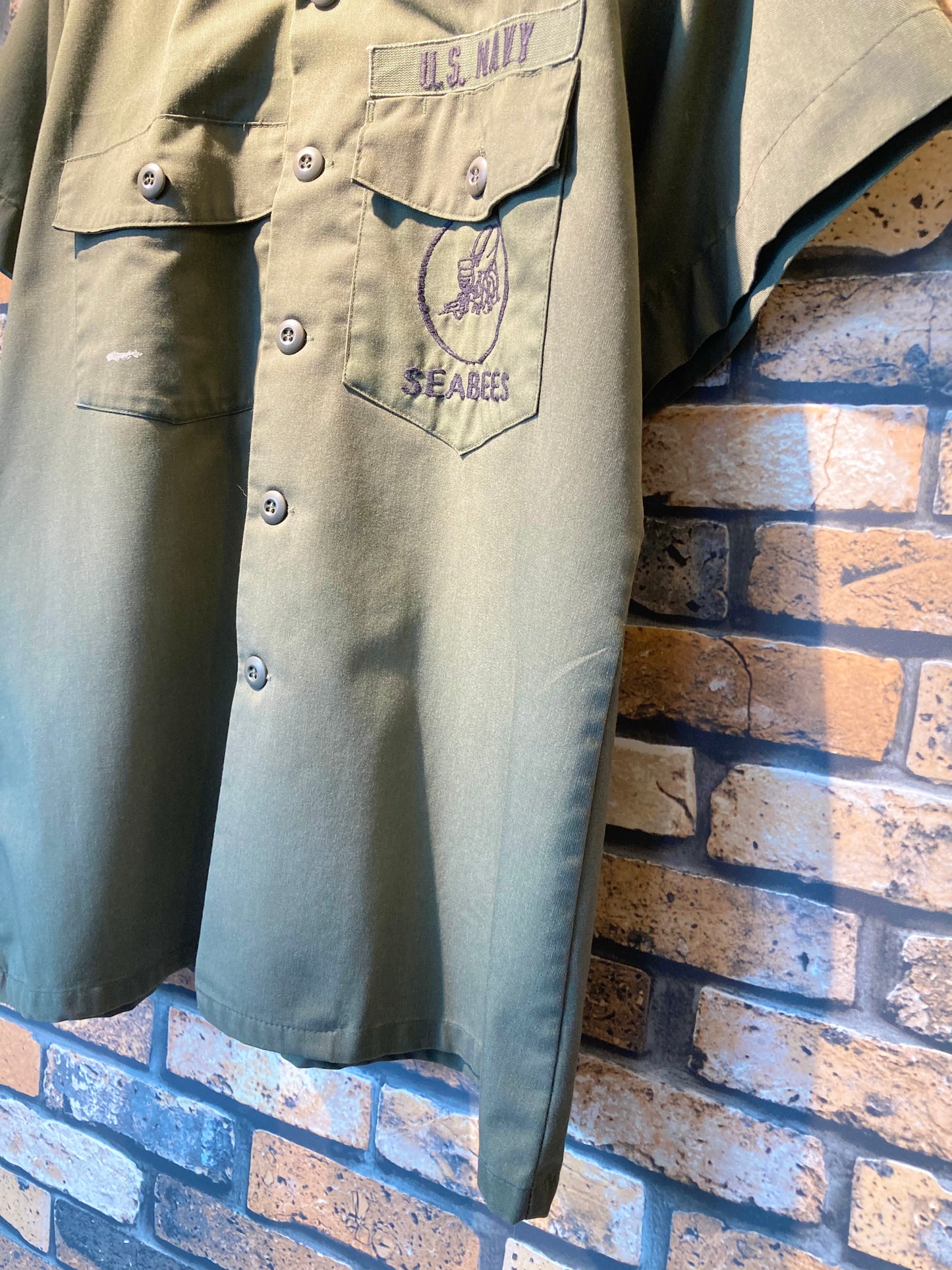 U.S.NAVY short sleeve shirt 80's~