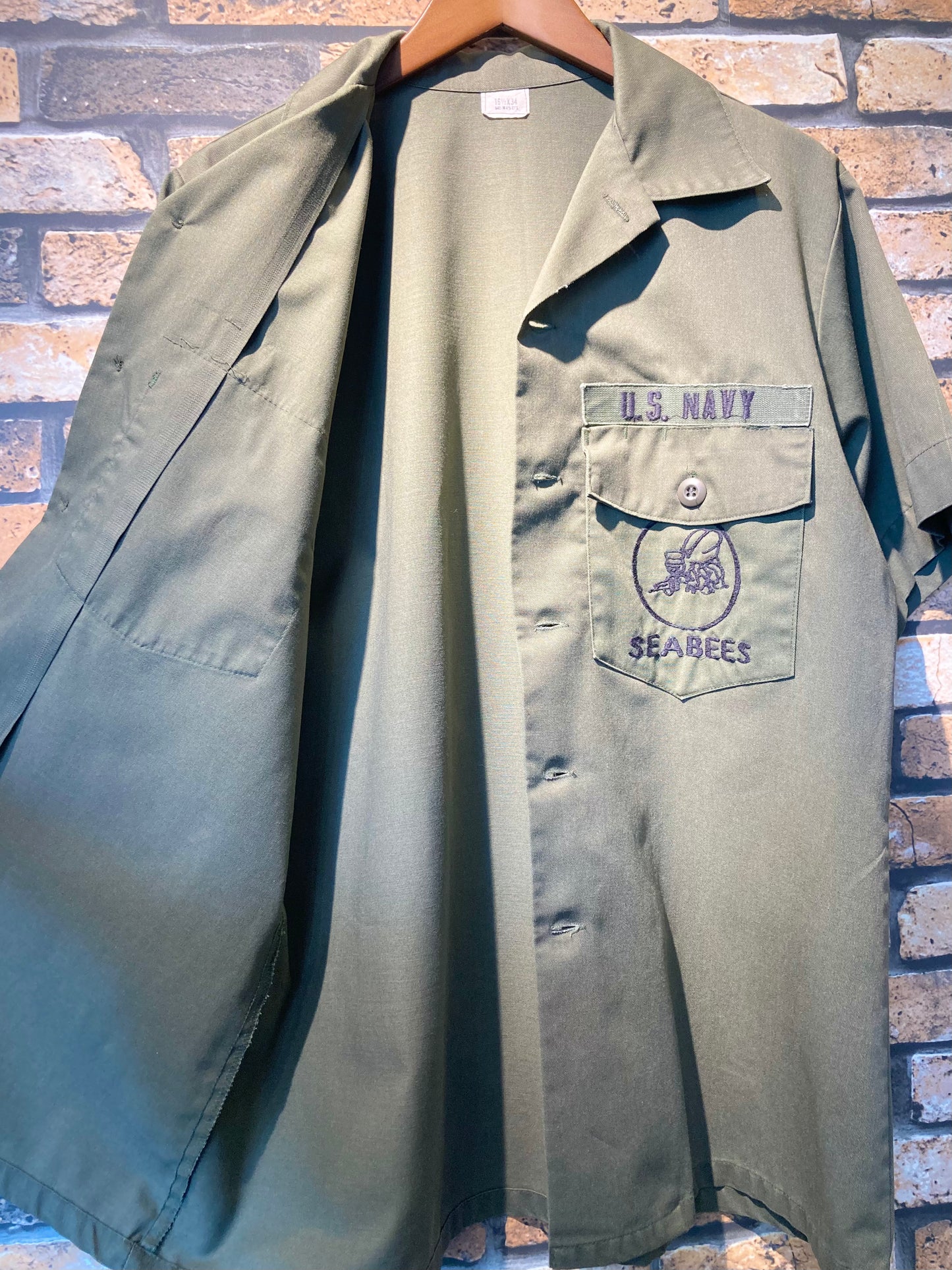 U.S.NAVY short sleeve shirt 80's~