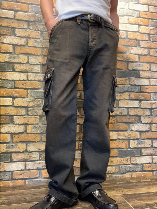over dye denim cargo pants　W31×L32相当