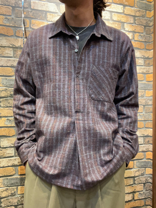 check pullover shirt　made in France　70's~