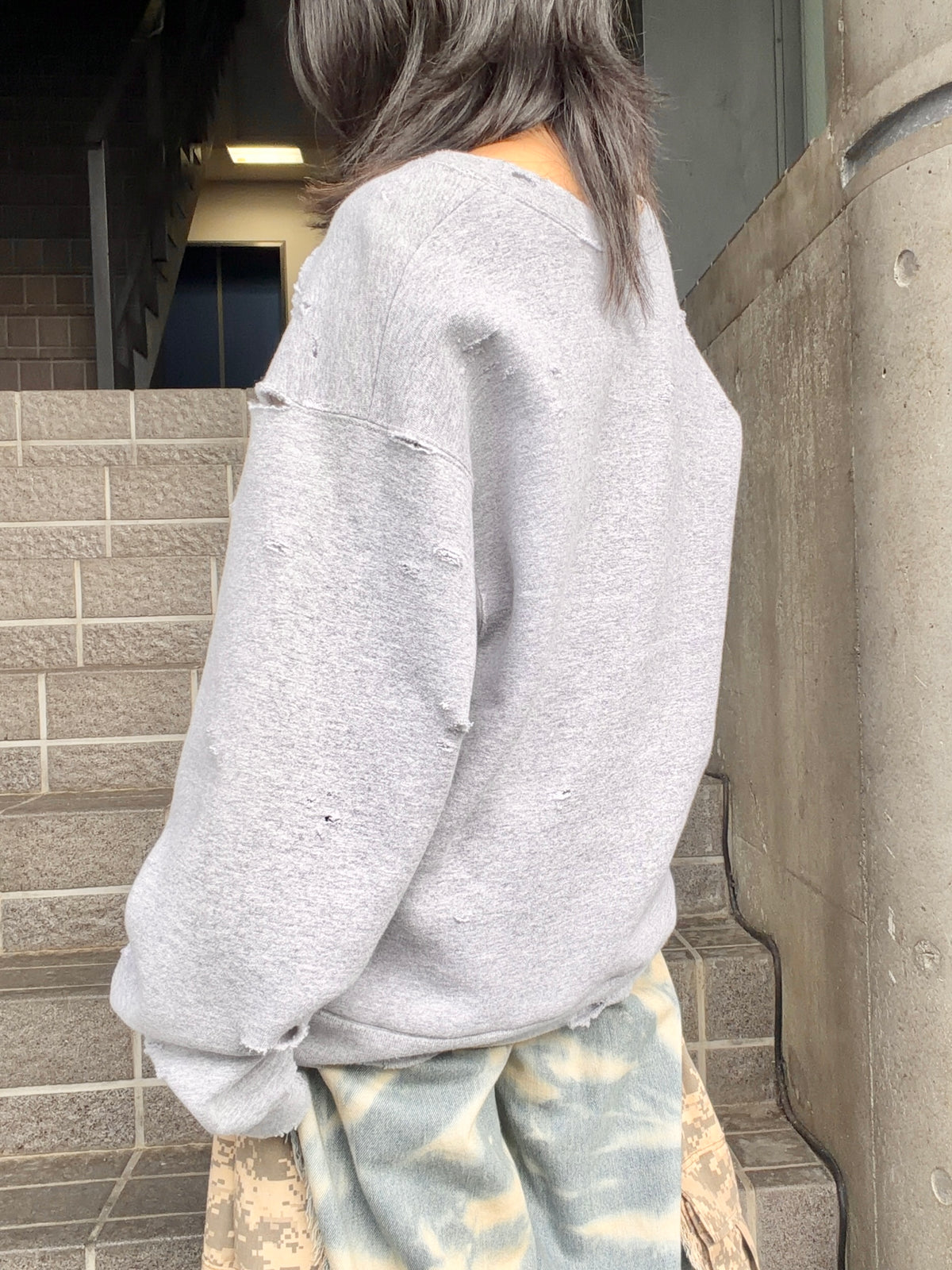 FRUIT OF THE LOOM sweat shirt 00's~ damaged custom
