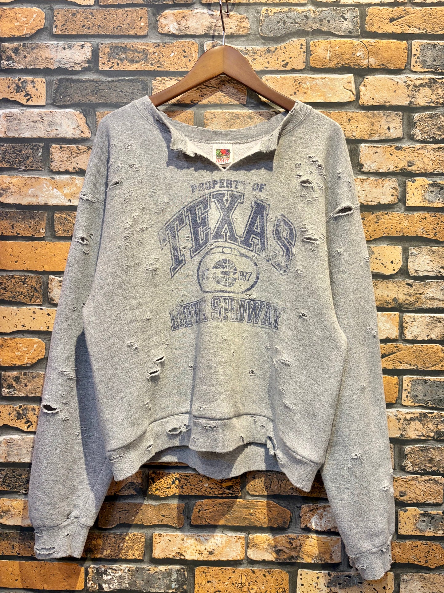 FRUIT OF THE LOOM sweat shirt 00's~ damaged custom