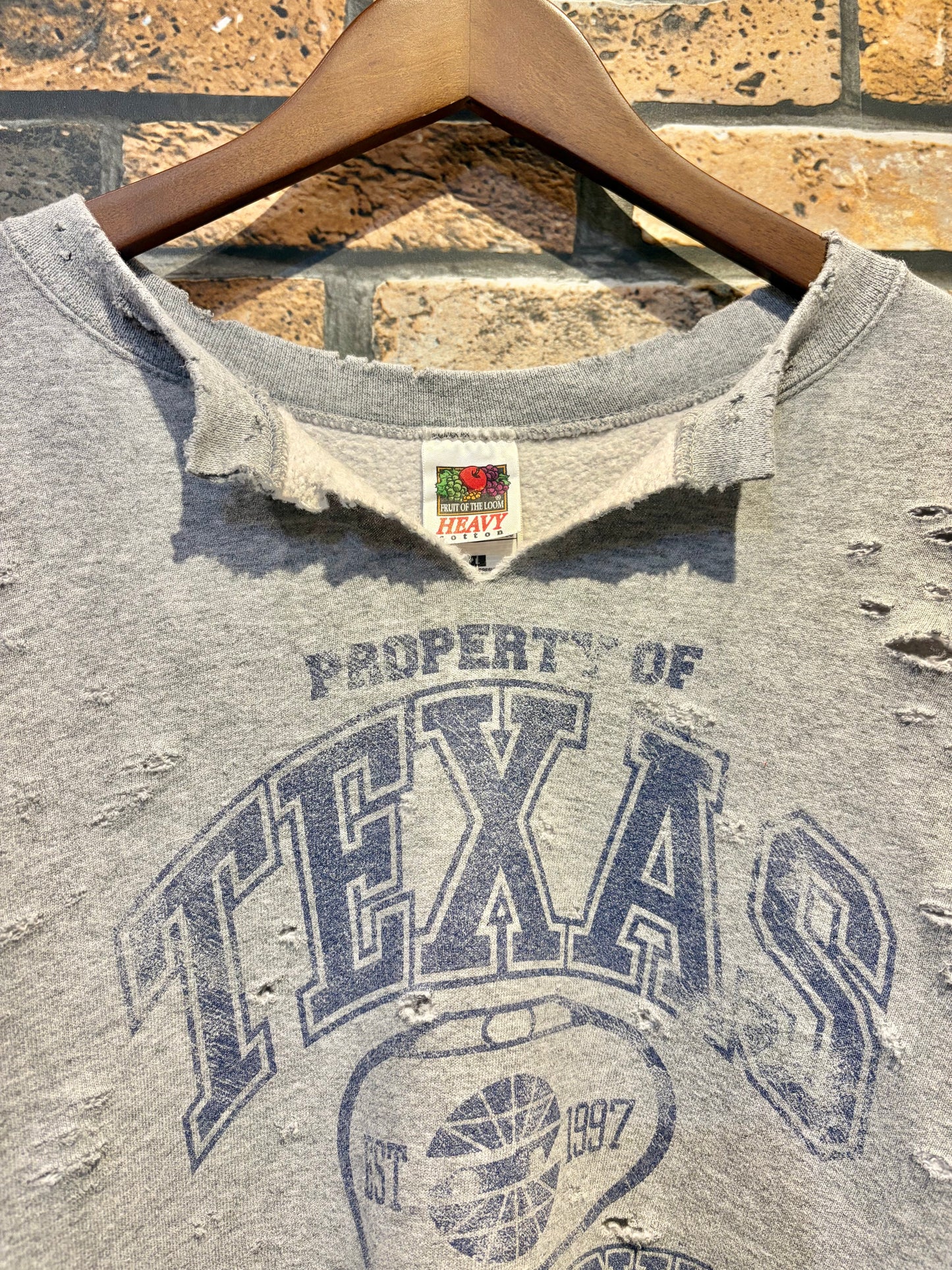 FRUIT OF THE LOOM sweat shirt 00's~ damaged custom