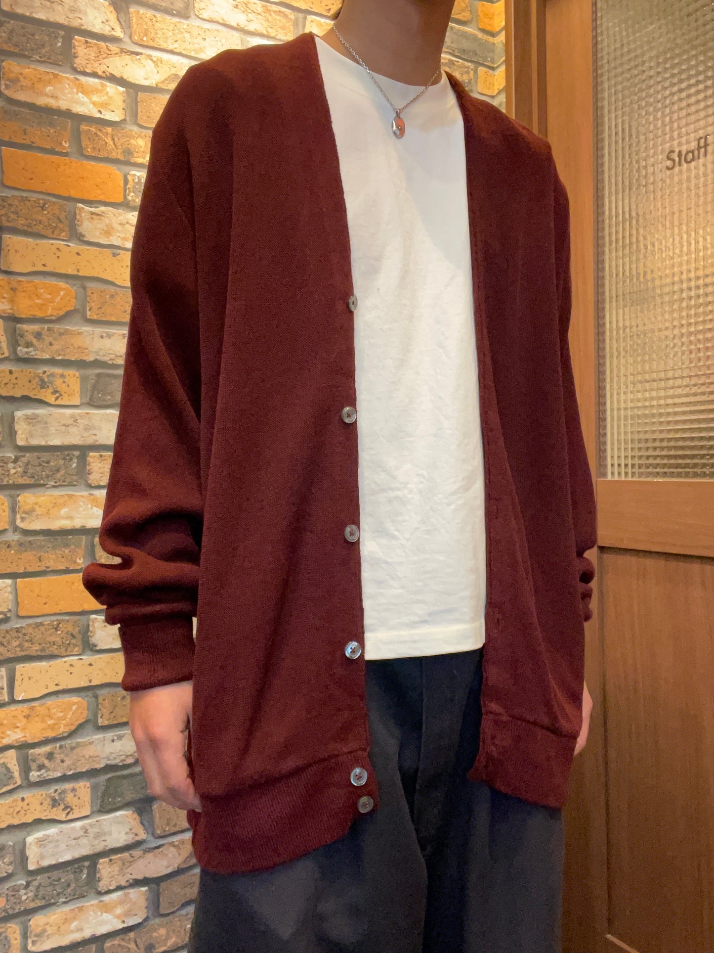 DAVID TAYLOR Acryl cardigan 90's~ made in USA