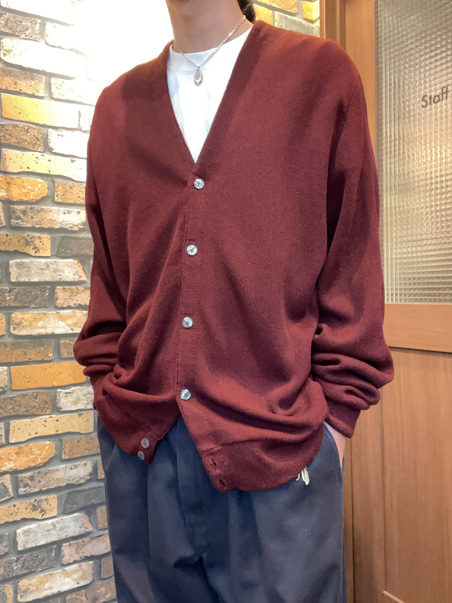 DAVID TAYLOR Acryl cardigan 90's~ made in USA
