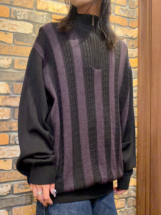 half-zip knit pullover 80's~90's made in USA