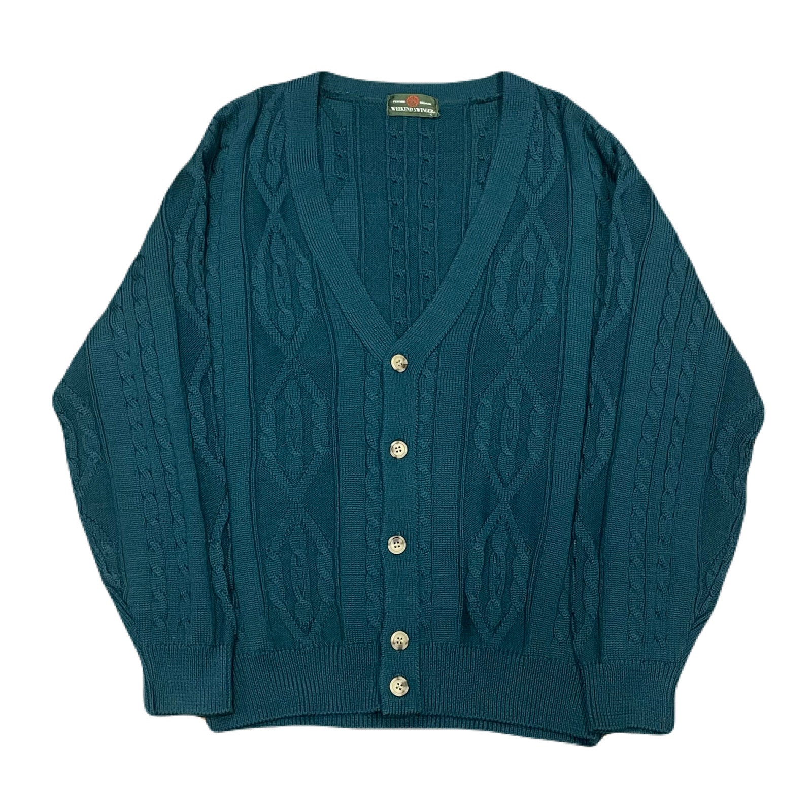 ”WEEKEND SWINGER” cable knit cardigan　L
