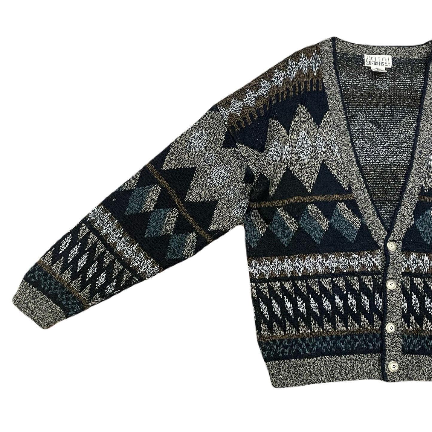 "CITY STREETS” All−over pattern cardigan　L