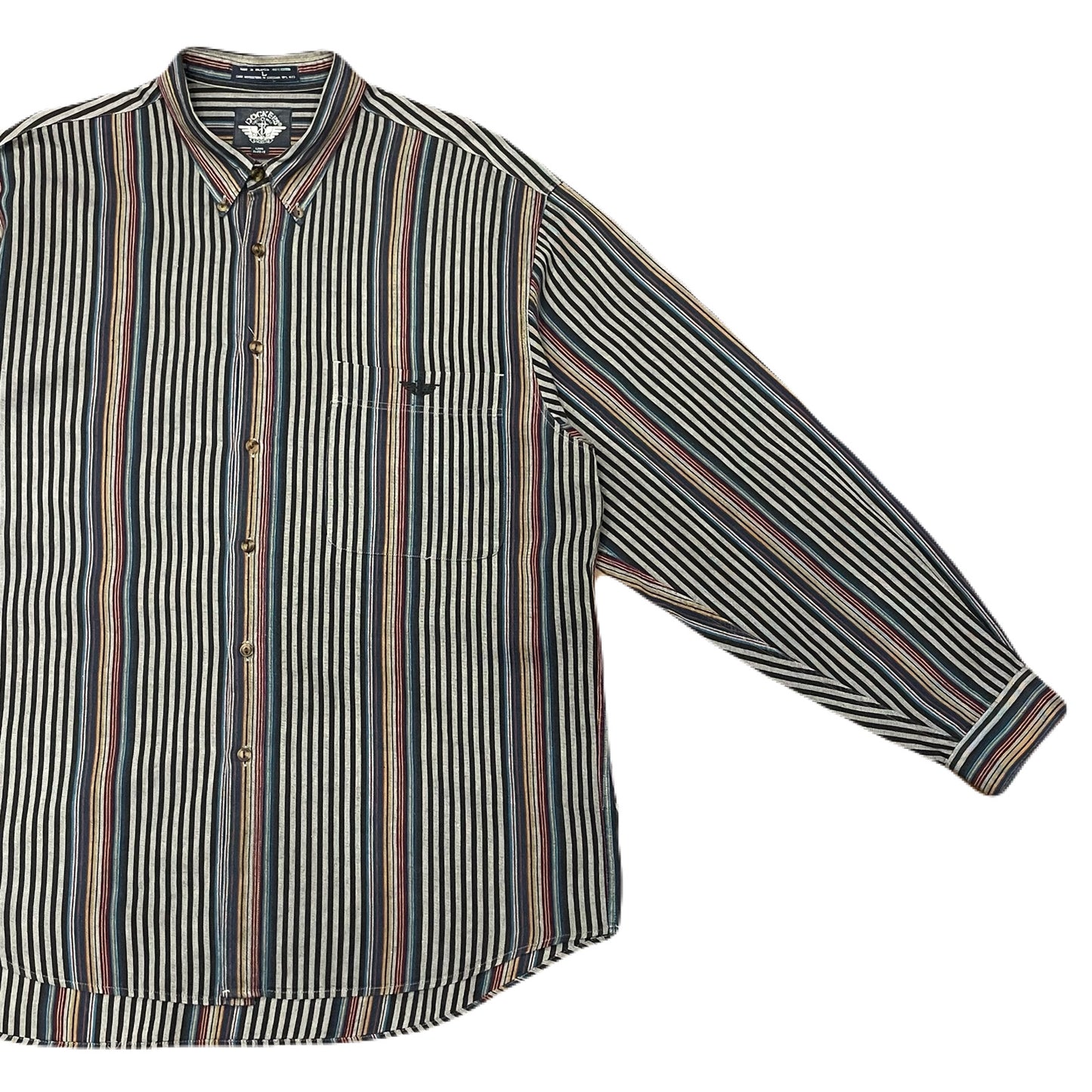 "DOCKERS” mulch stripe shirt　L