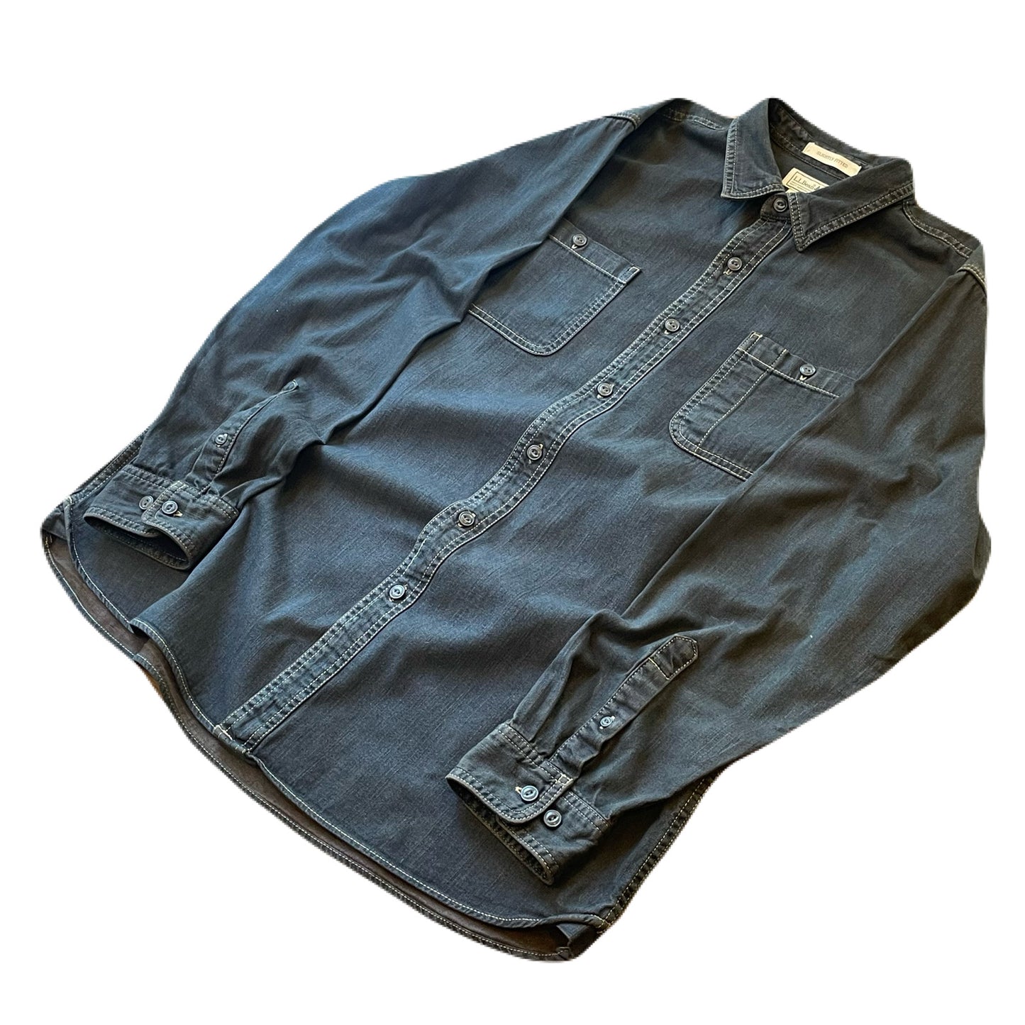 ”L .L.Bean" denim work shirt ”brown” over dye　L