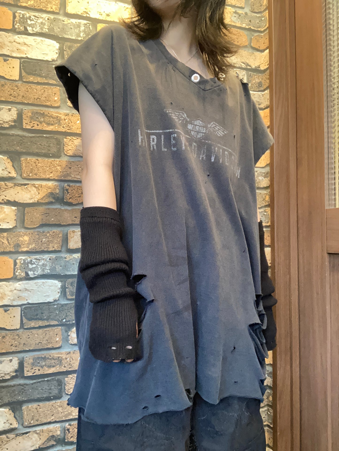 HARLEY-DAVIDSON remake T-shirt 00's~
