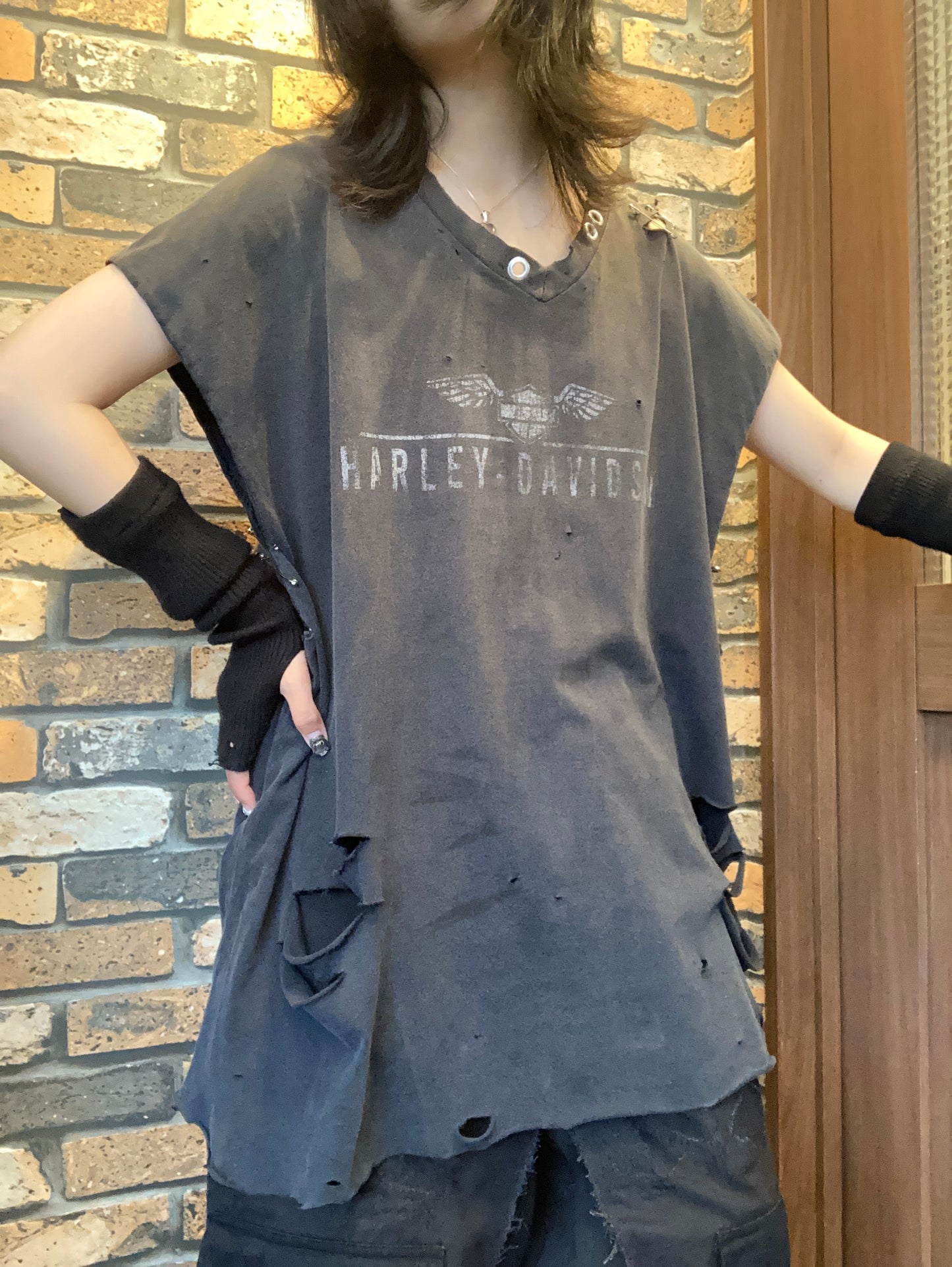 HARLEY-DAVIDSON remake T-shirt 00's~