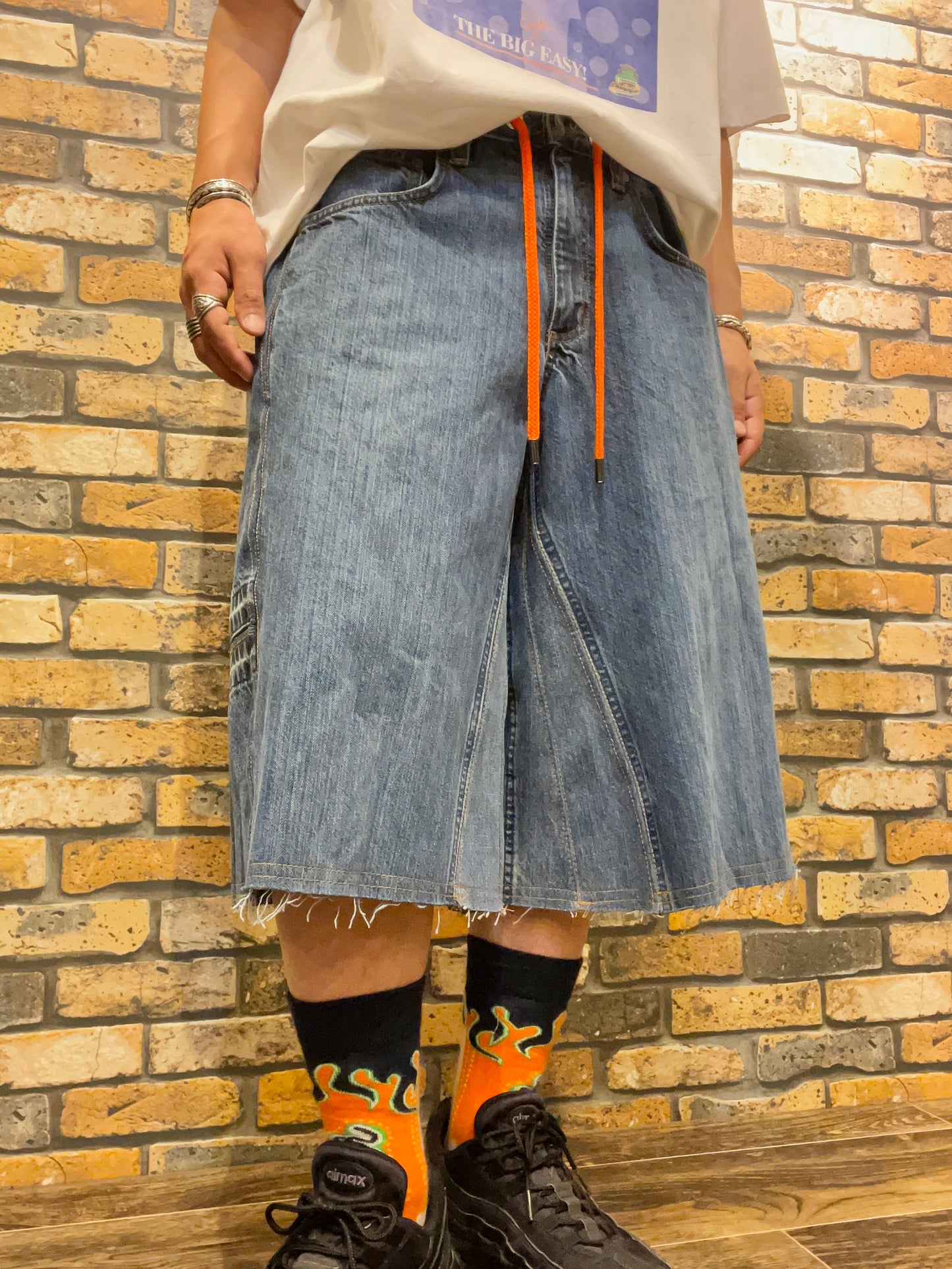 Denim shorts & drawstring custom W30inch