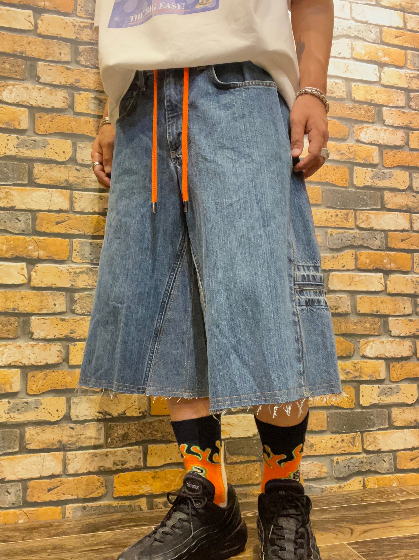 Denim shorts & drawstring custom W30inch