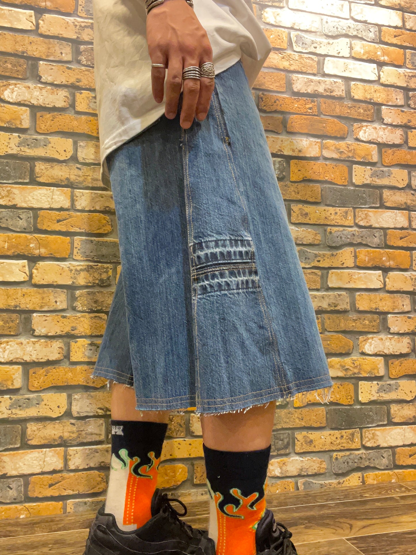 Denim shorts & drawstring custom W30inch