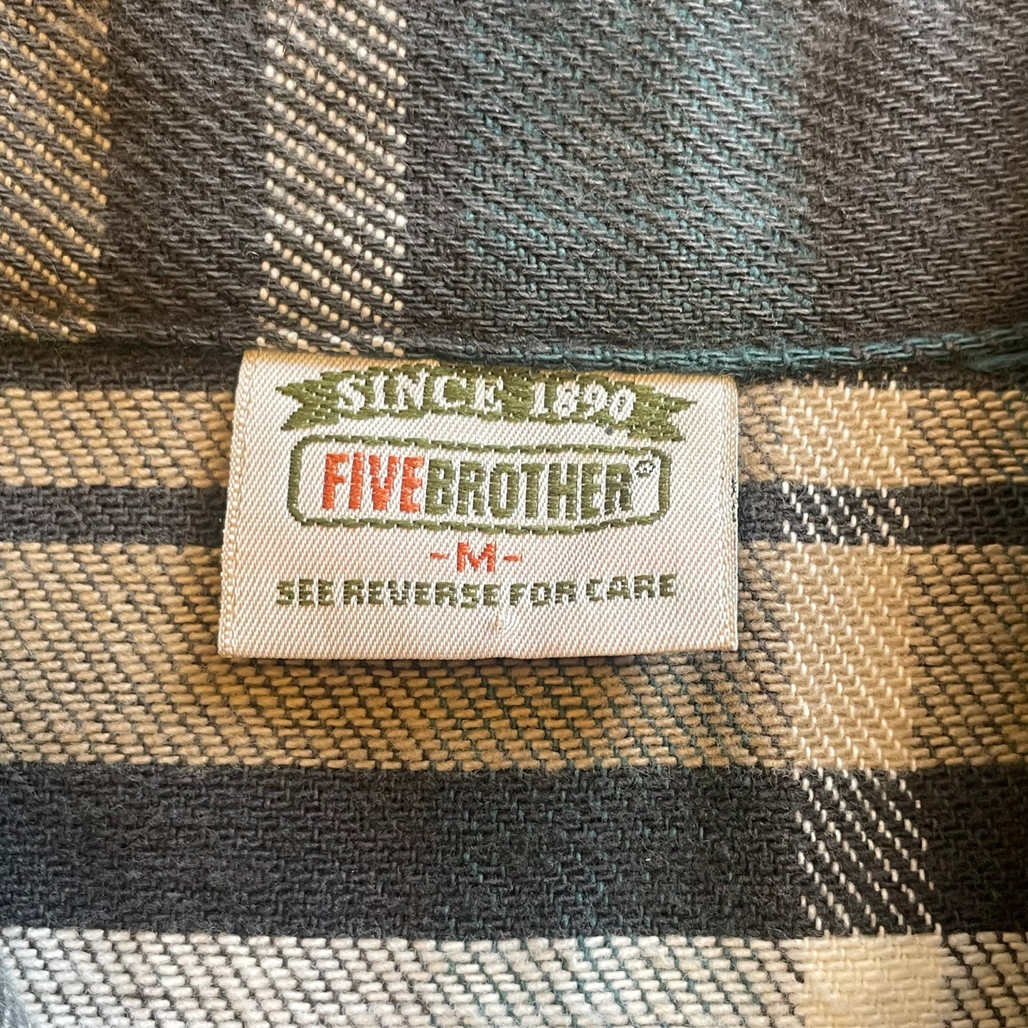 "90’s FIVE BROTHER” cotton flannel check shirt　M