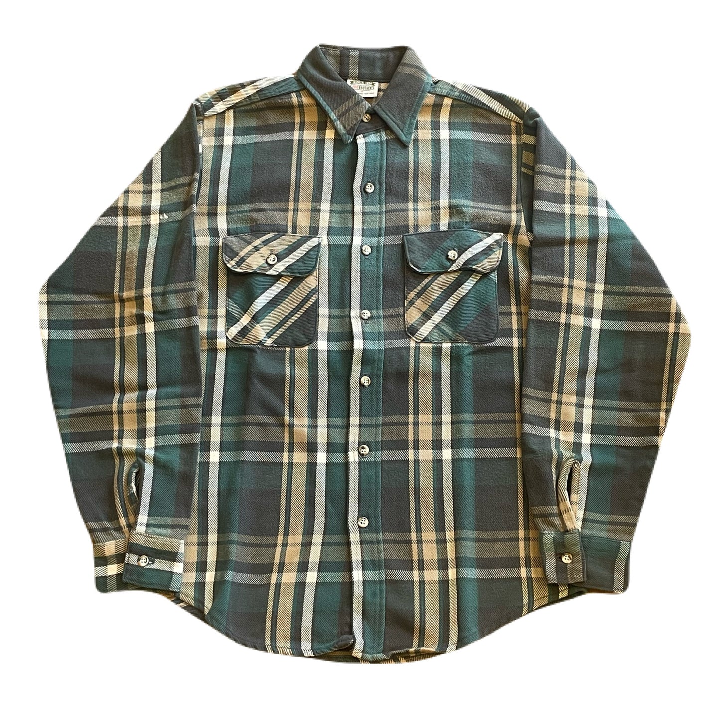 "90’s FIVE BROTHER” cotton flannel check shirt　M