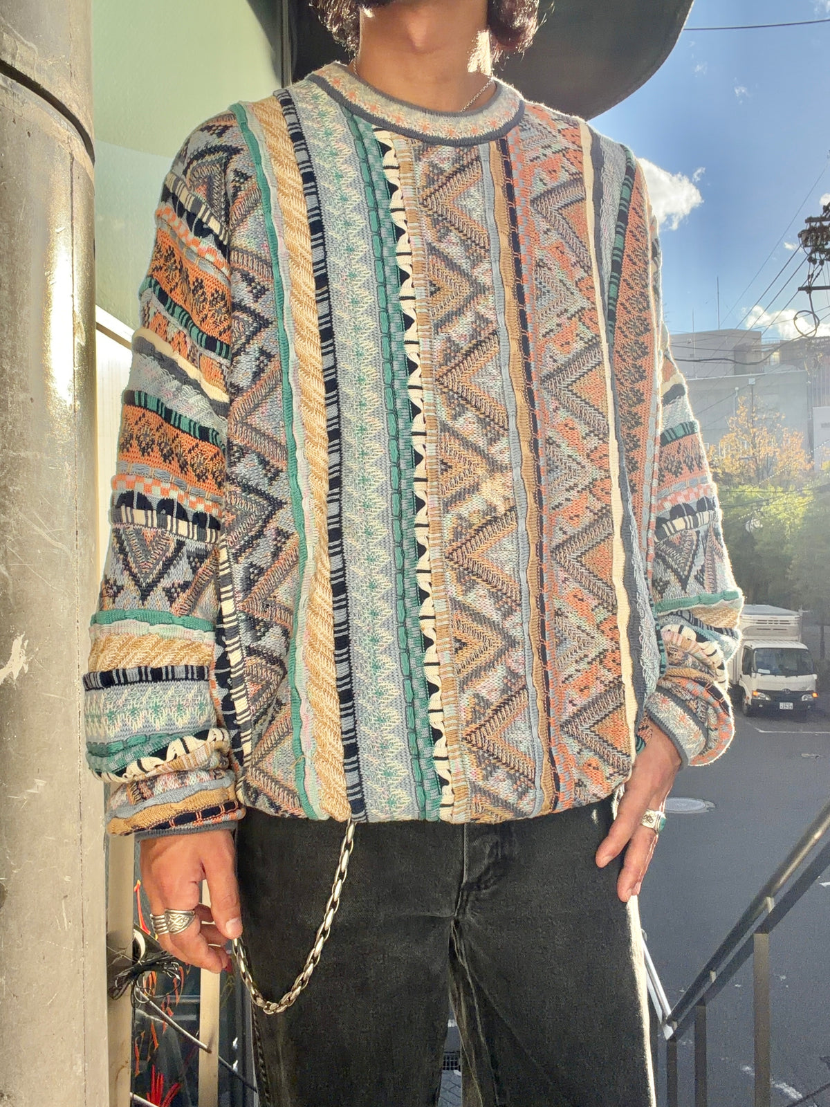 TUNDRA 3D knit pullover 90's~