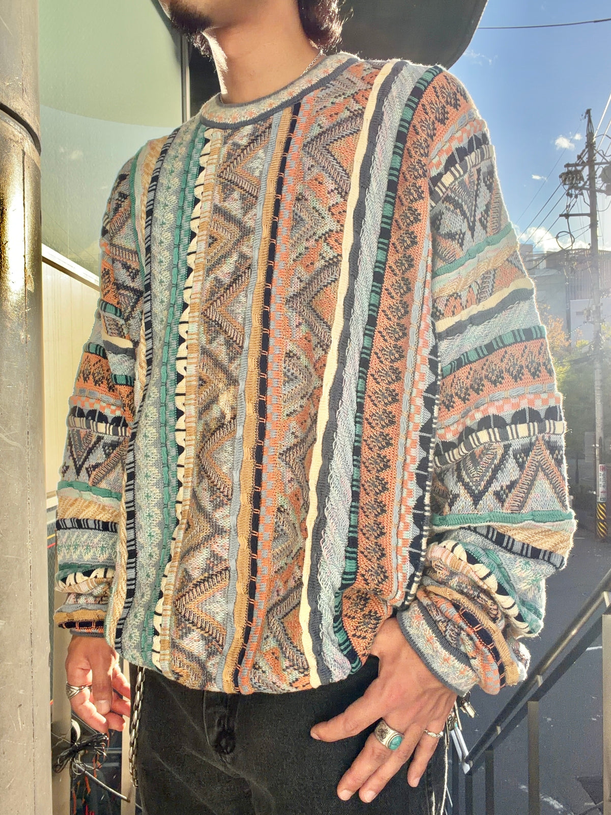 TUNDRA 3D knit pullover 90's~
