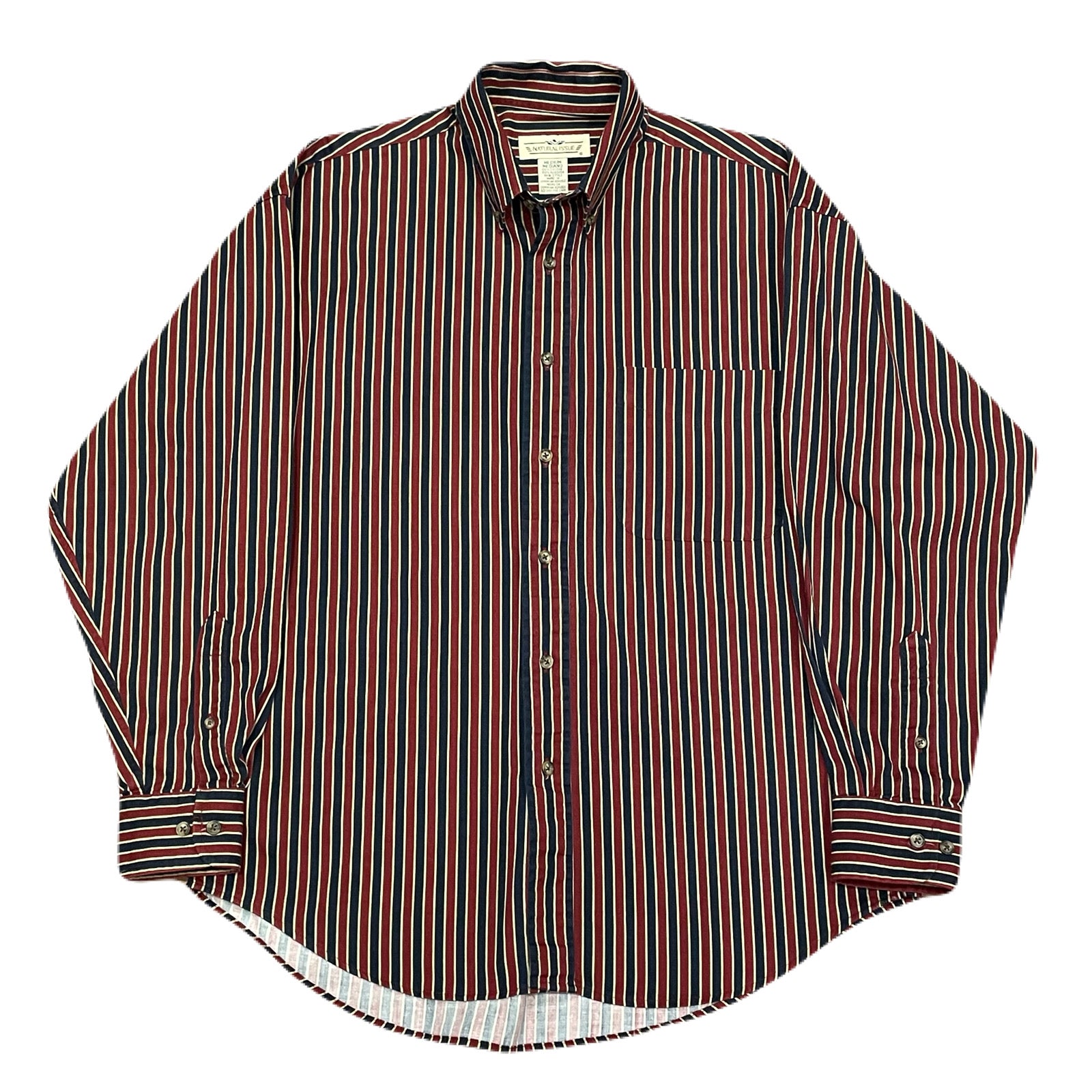 ”80’s〜90’s NATURAL ISSUE” cotton stripe BD shirt　M