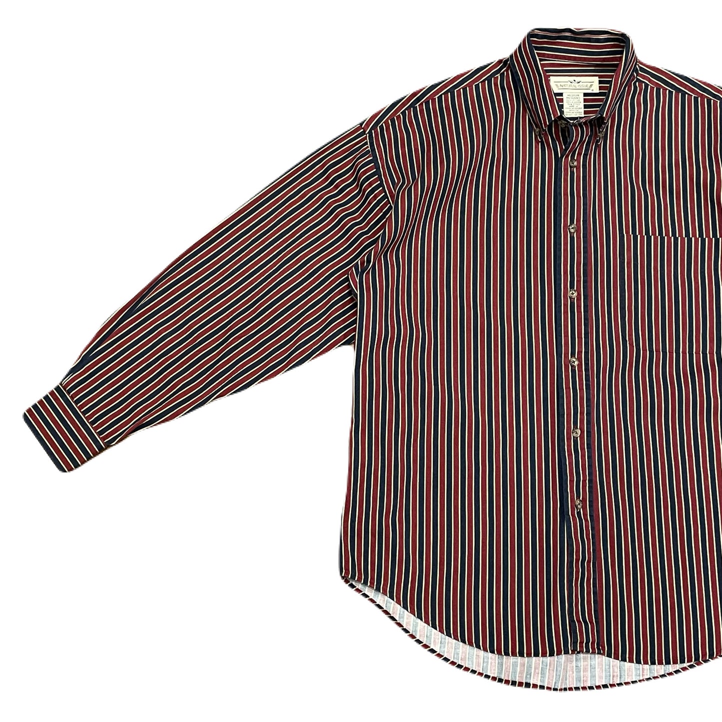 ”80’s〜90’s NATURAL ISSUE” cotton stripe BD shirt　M