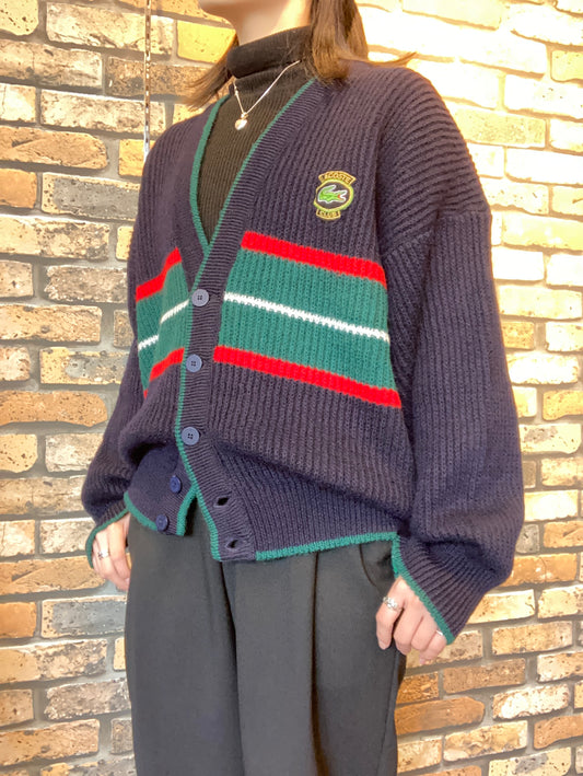 CHEMISE LACOSTE knit cardigan 70's~80's