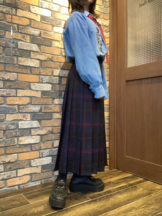 PENDLETON wool pleats skirt 90's~